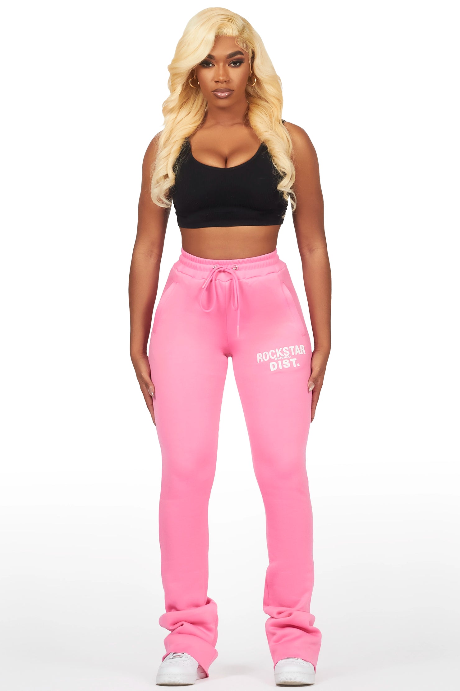 Juliana Bubblegum Pink Super Stacked Track Pant