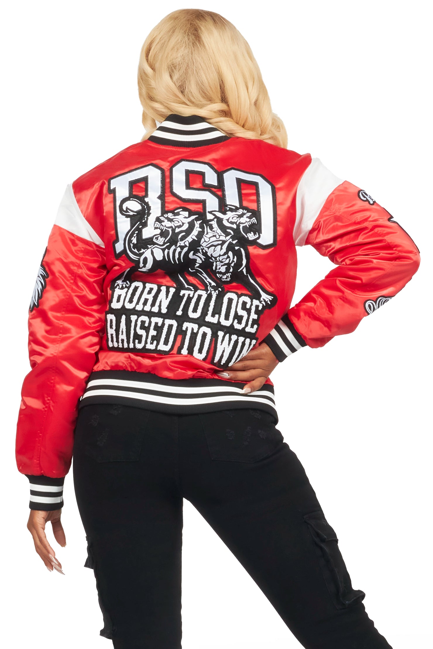 Sosa Red Satin Varsity Jacket