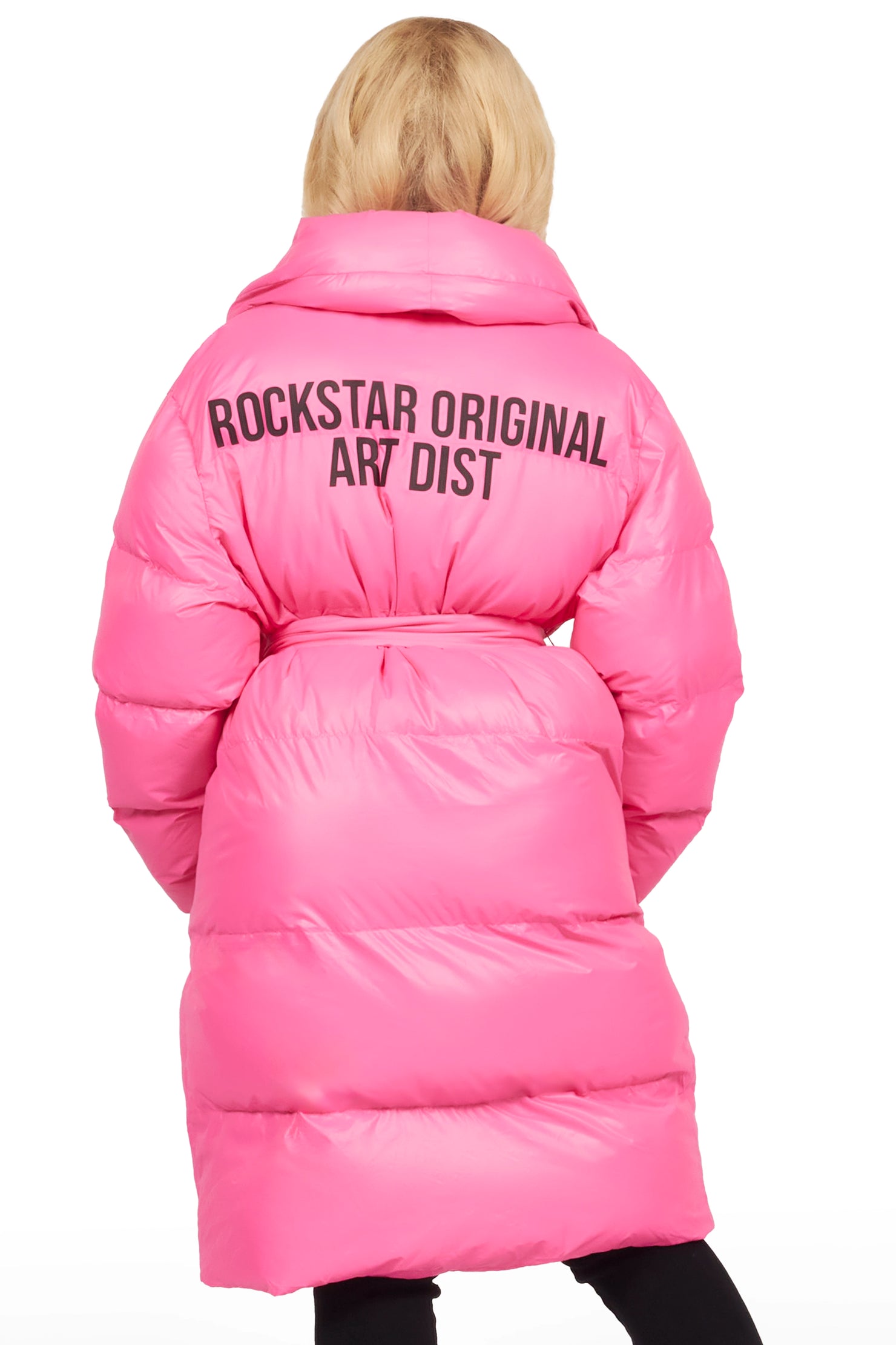 Sehrazat Hot Pink Long Wrap Puffer Jacket