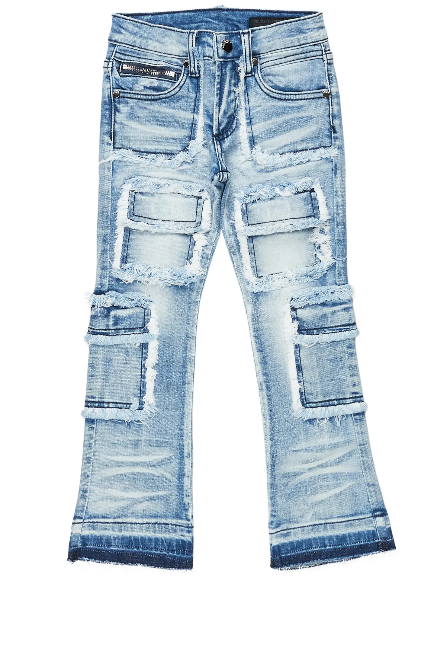 Boys Tyrell Blue Stacked Flare Cargo Jean