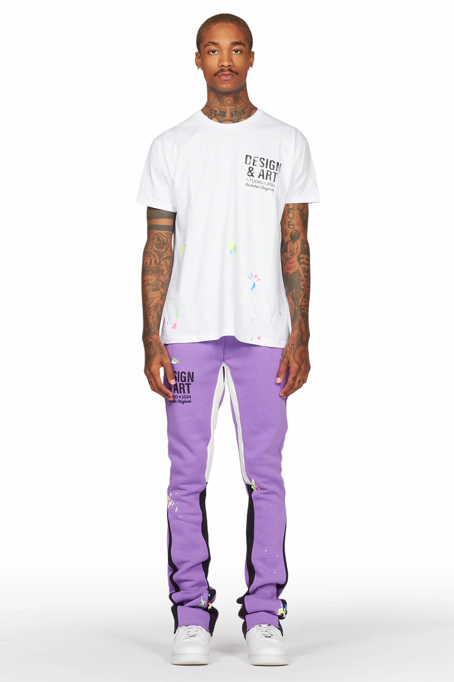 Mancha Purple/White T-Shirt Stacked Flare Track Set