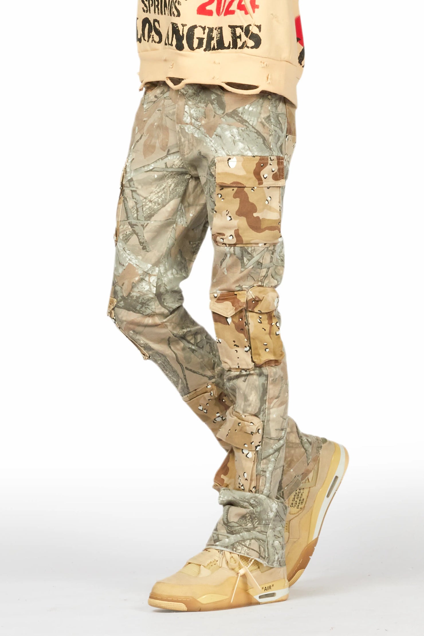 Yves Tree Camo Stacked Flare Cargo Jean