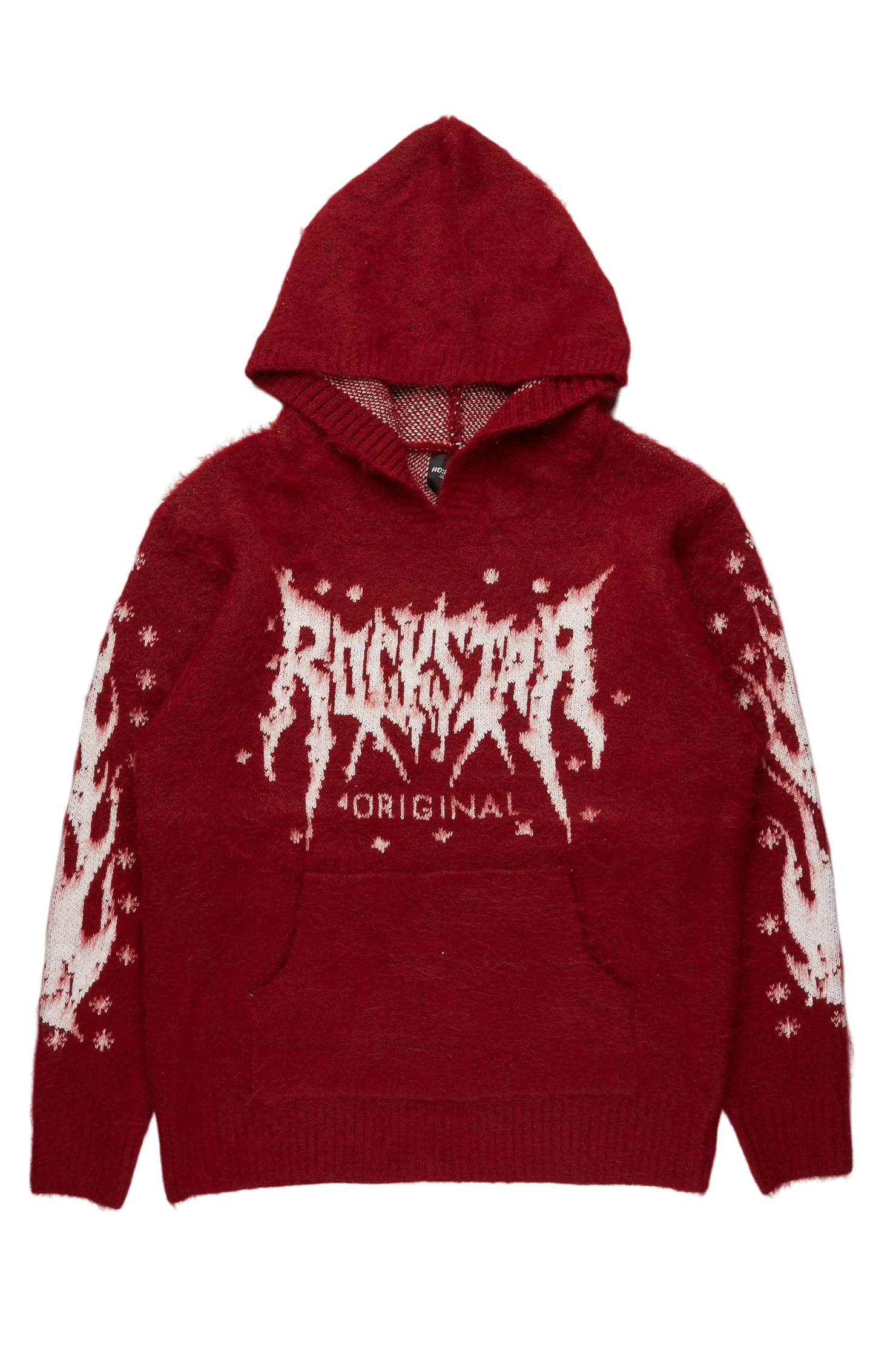 Raymond Red Graphic Knitted Mohair Hoodie