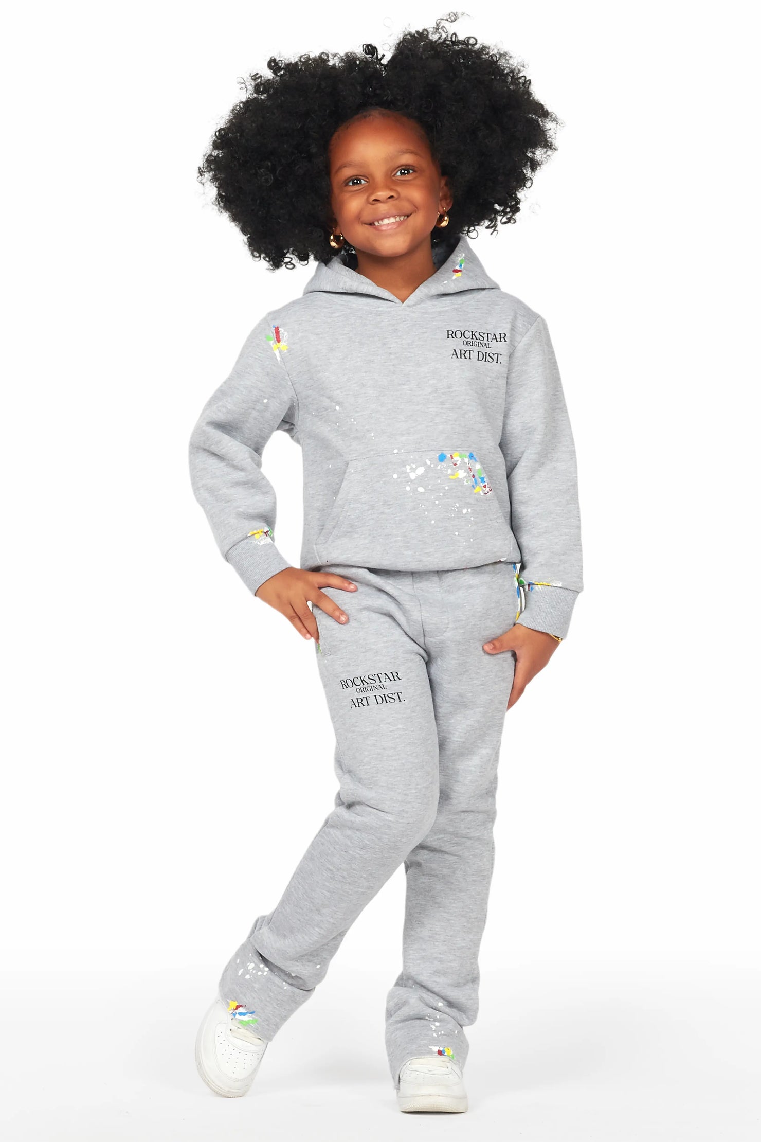 Girls Artie Grey Hoodie Stacked Flare Track Set