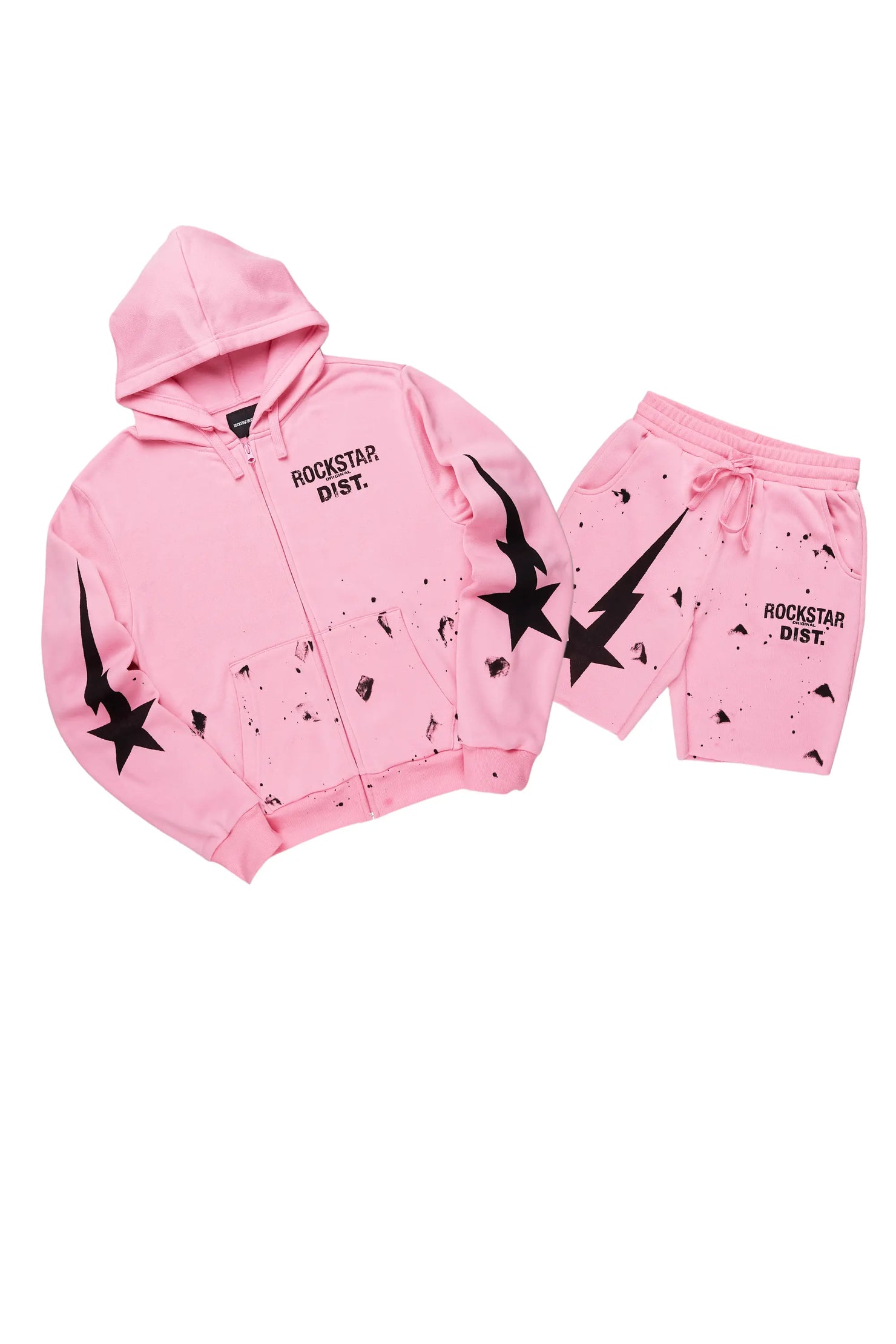 Tiffeny Pink Zip Up Short Set