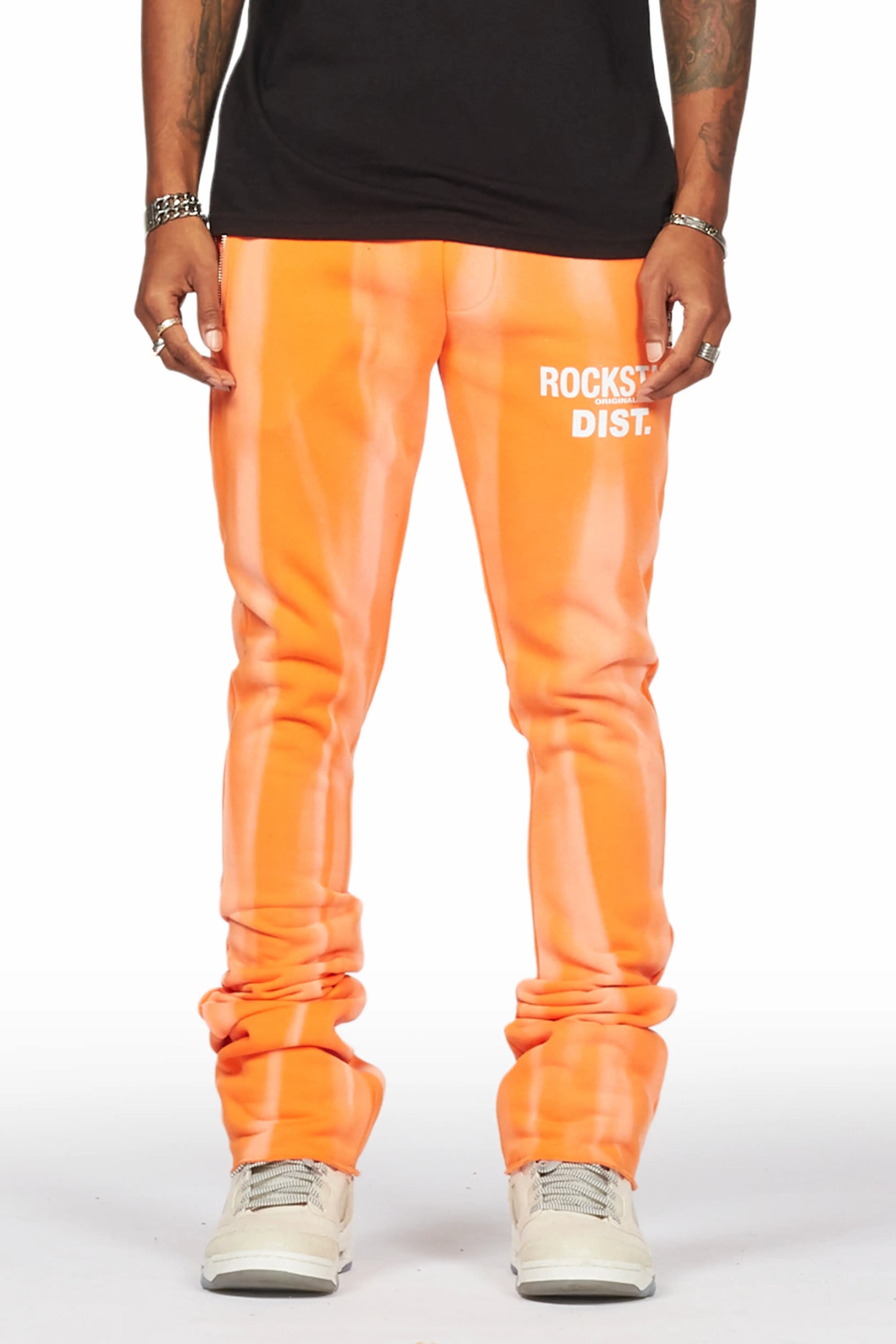 Firoz Orange Graphic Stacked Flare Pant