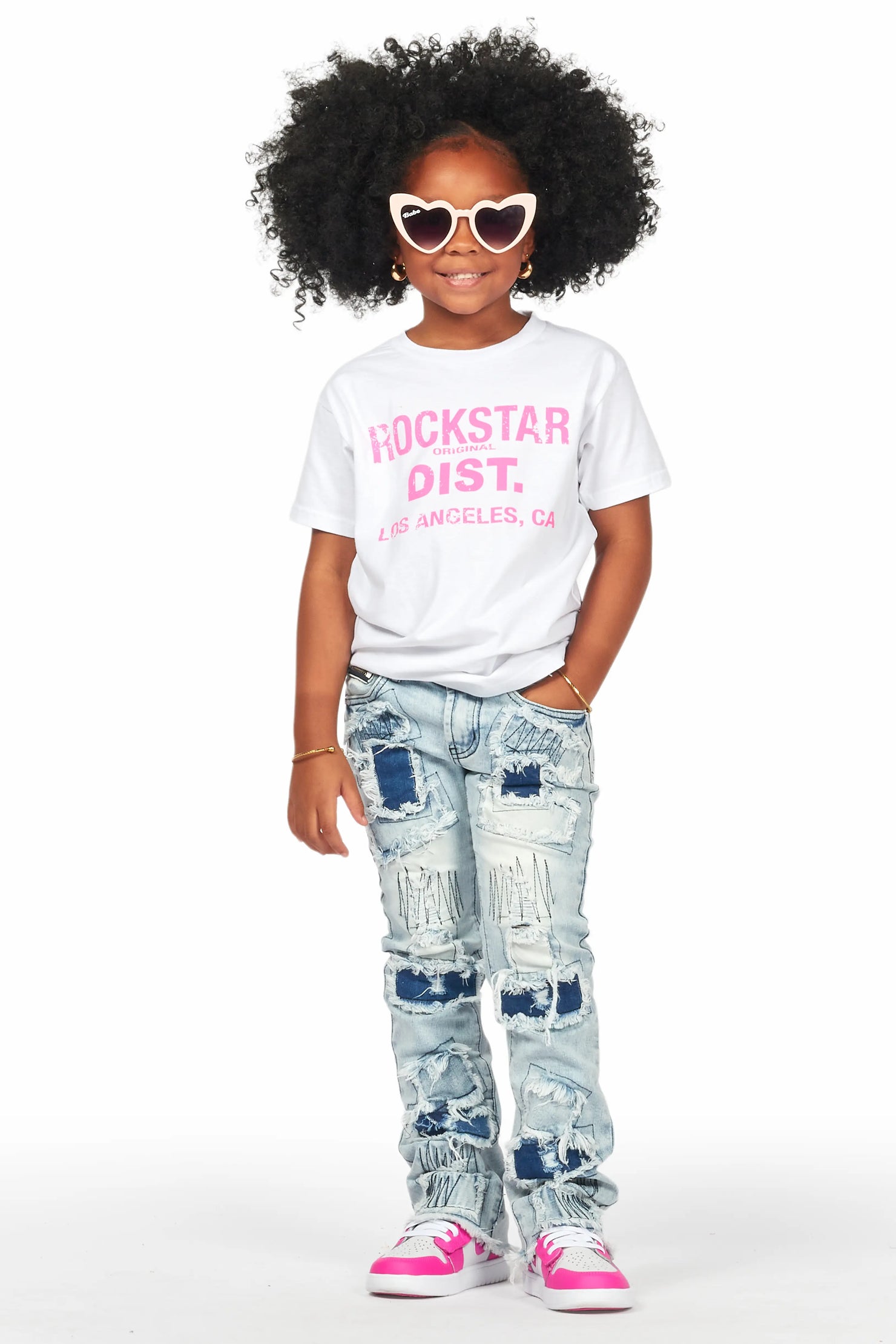 Girls Camie Blue Stacked Flare Jean