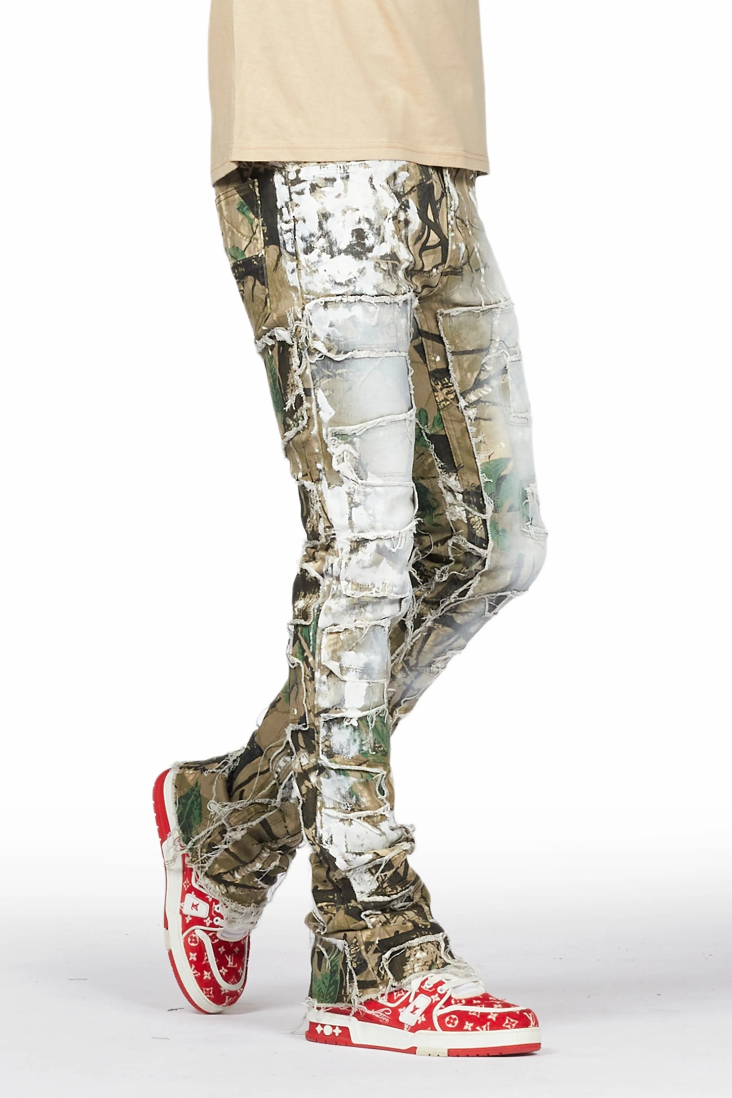 Okan Tree Camo Painter Stacked Flare Jean