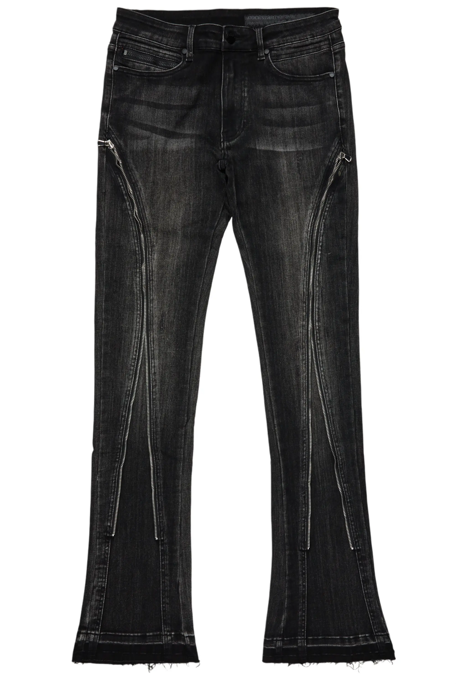 Rani Black Stacked Flare Jean