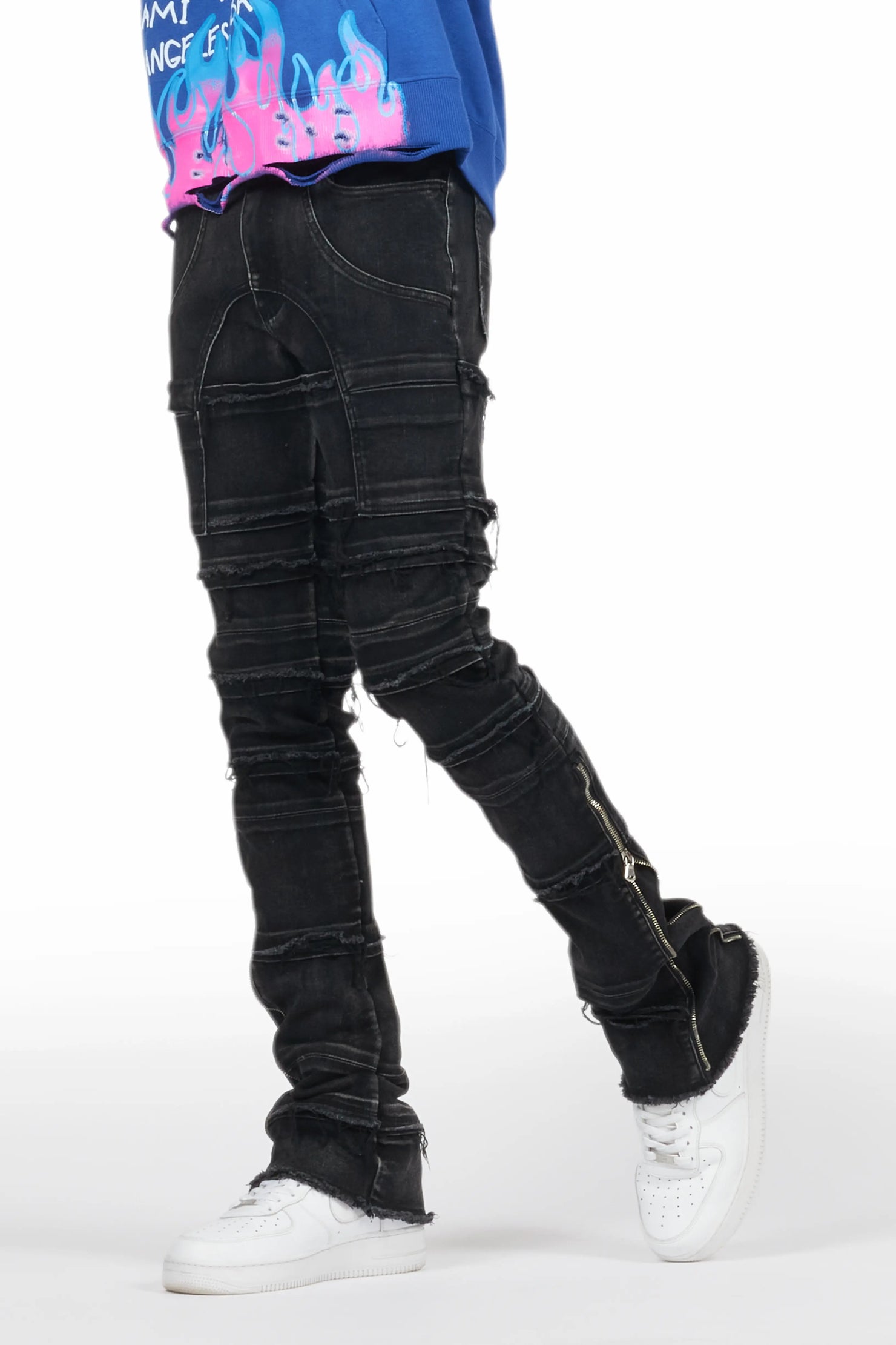 Horado Dark Grey  Stacked Flare Jeans