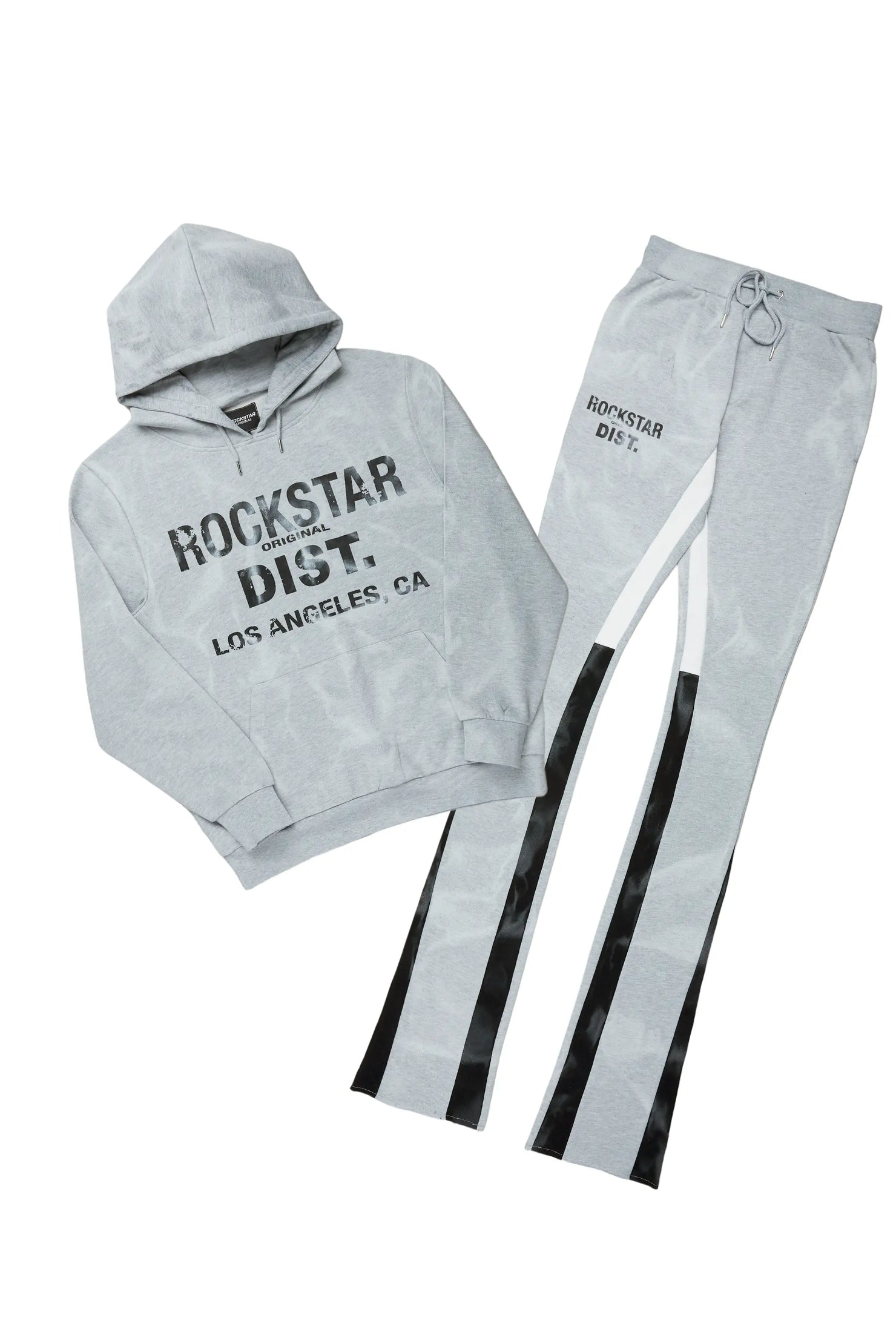 Nelly Heather Grey Hoodie/Super Stacked Flare Pant Set