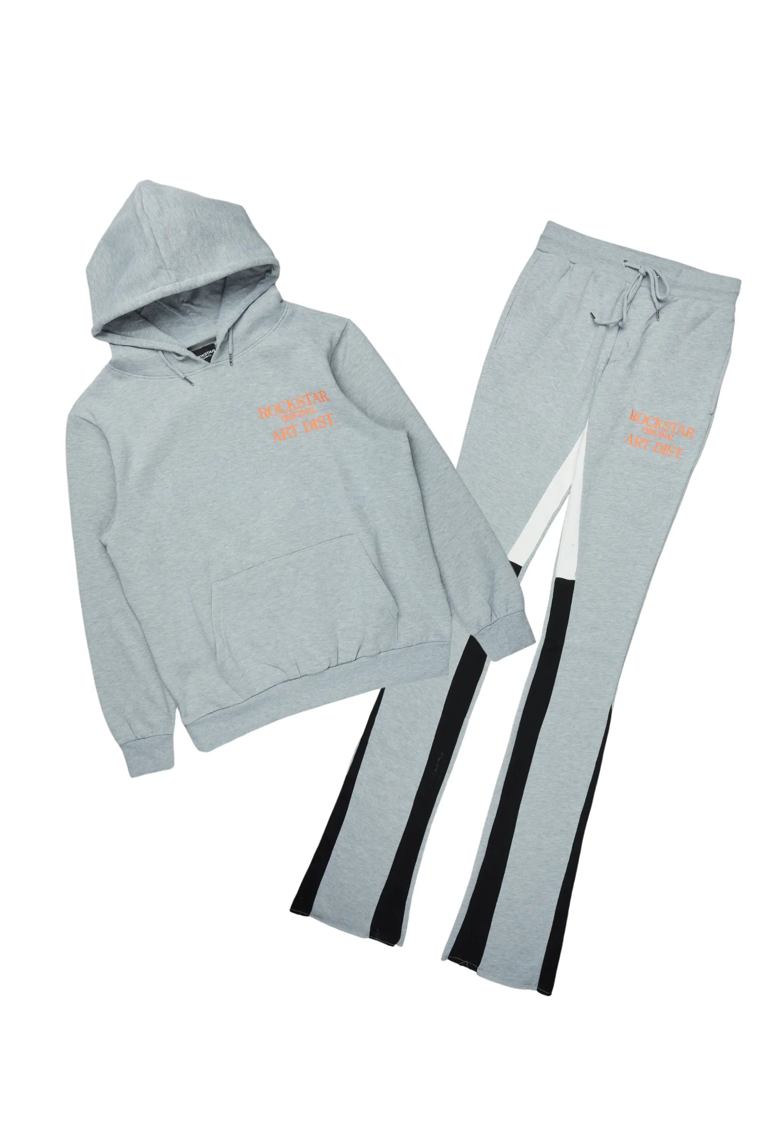 Briggs Heather Grey Hoodie/Super Stacked Flare Track Set