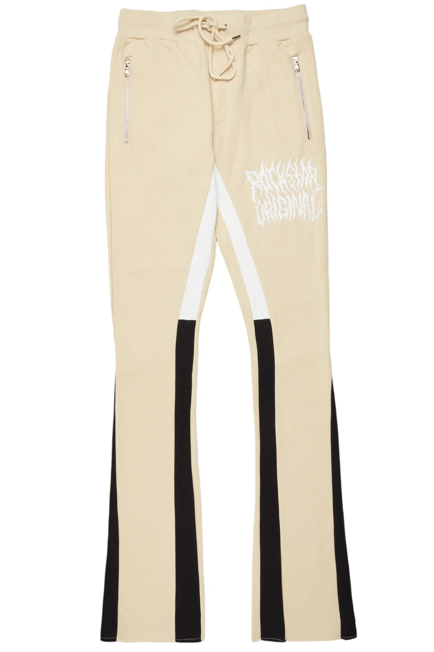 Flamur Beige Stacked Flare Pant