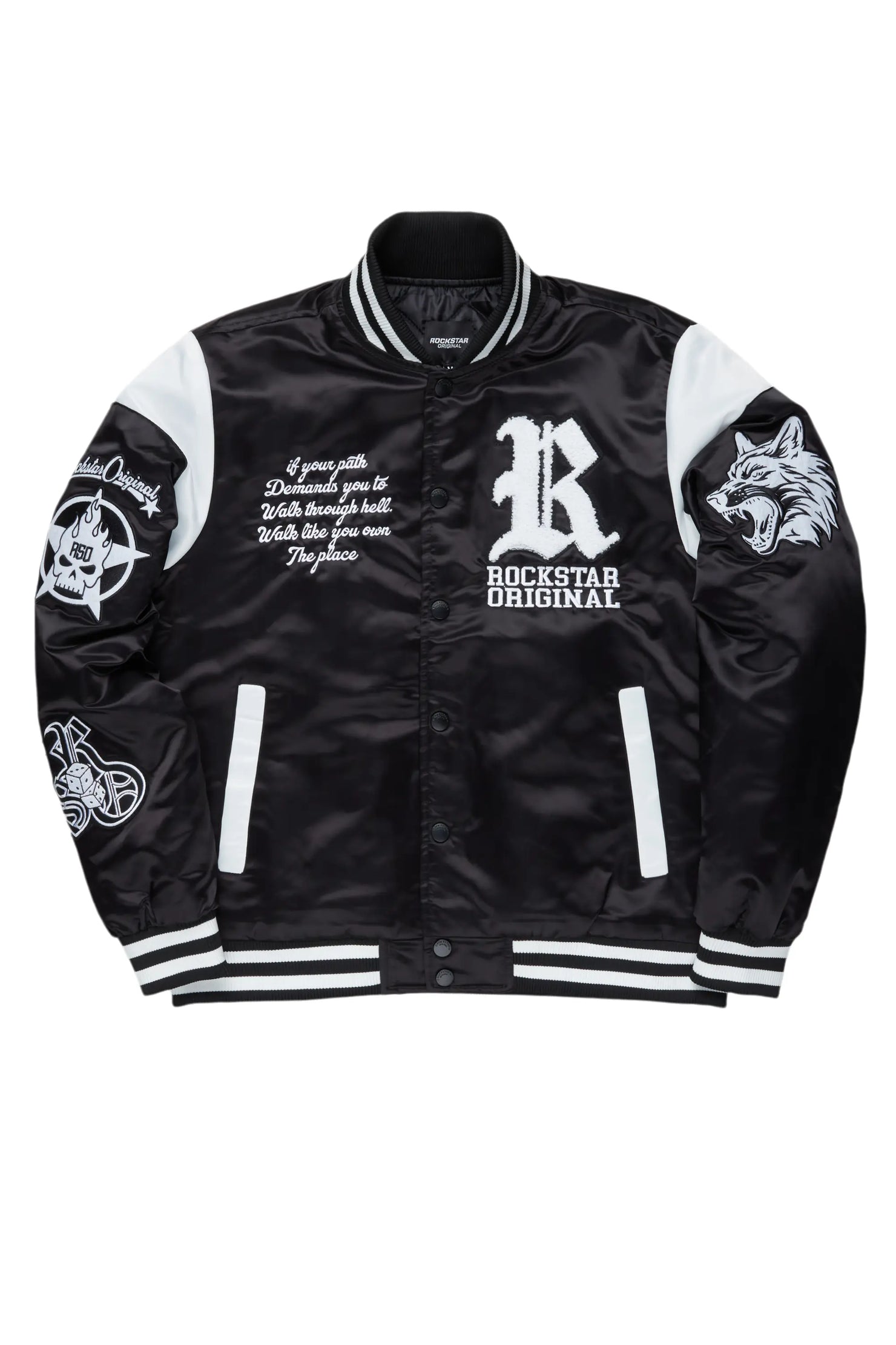 Sosa Black Satin Varsity Jacket