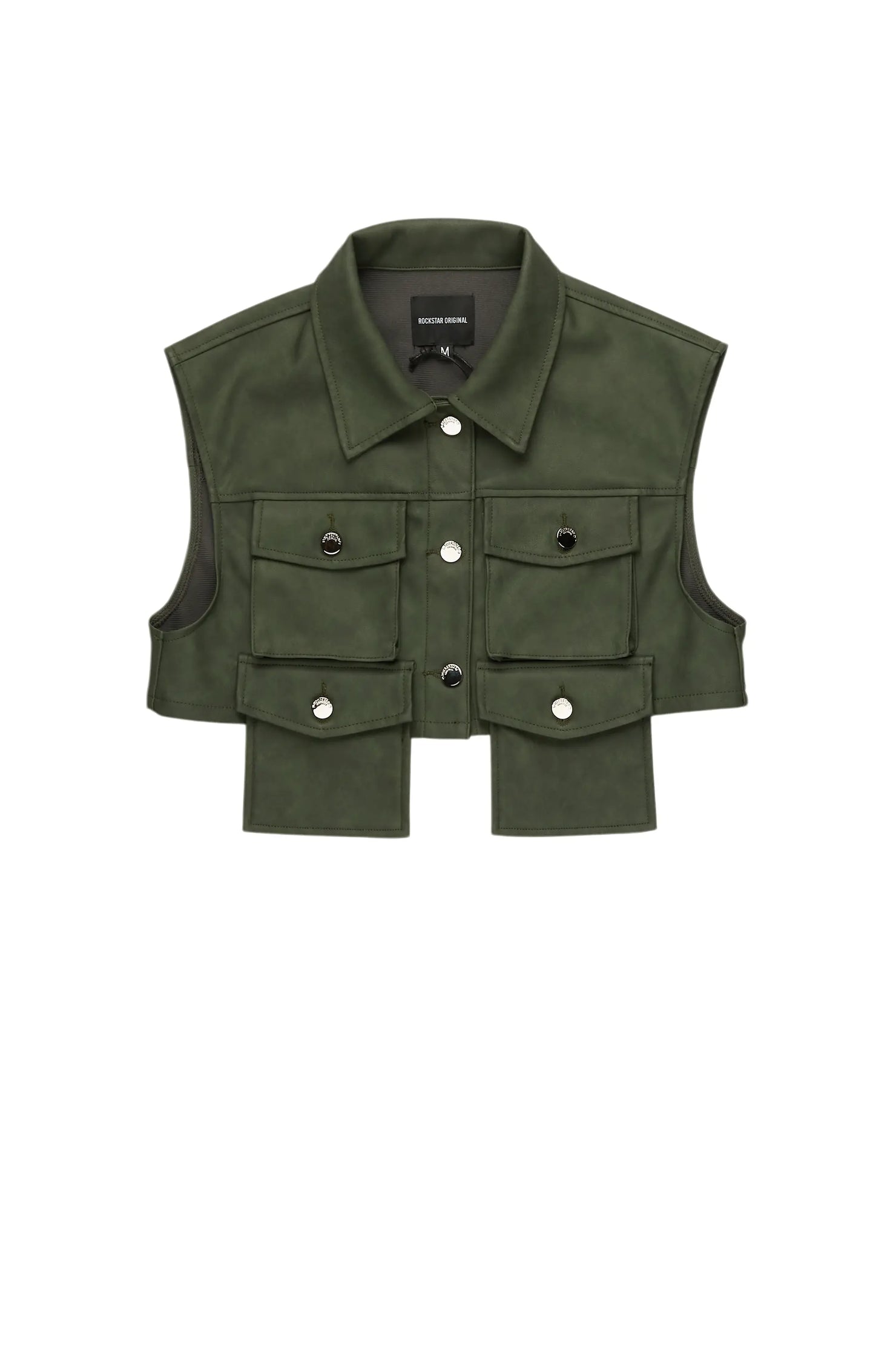 Kiedra Green Cargo Faux Leather Vest