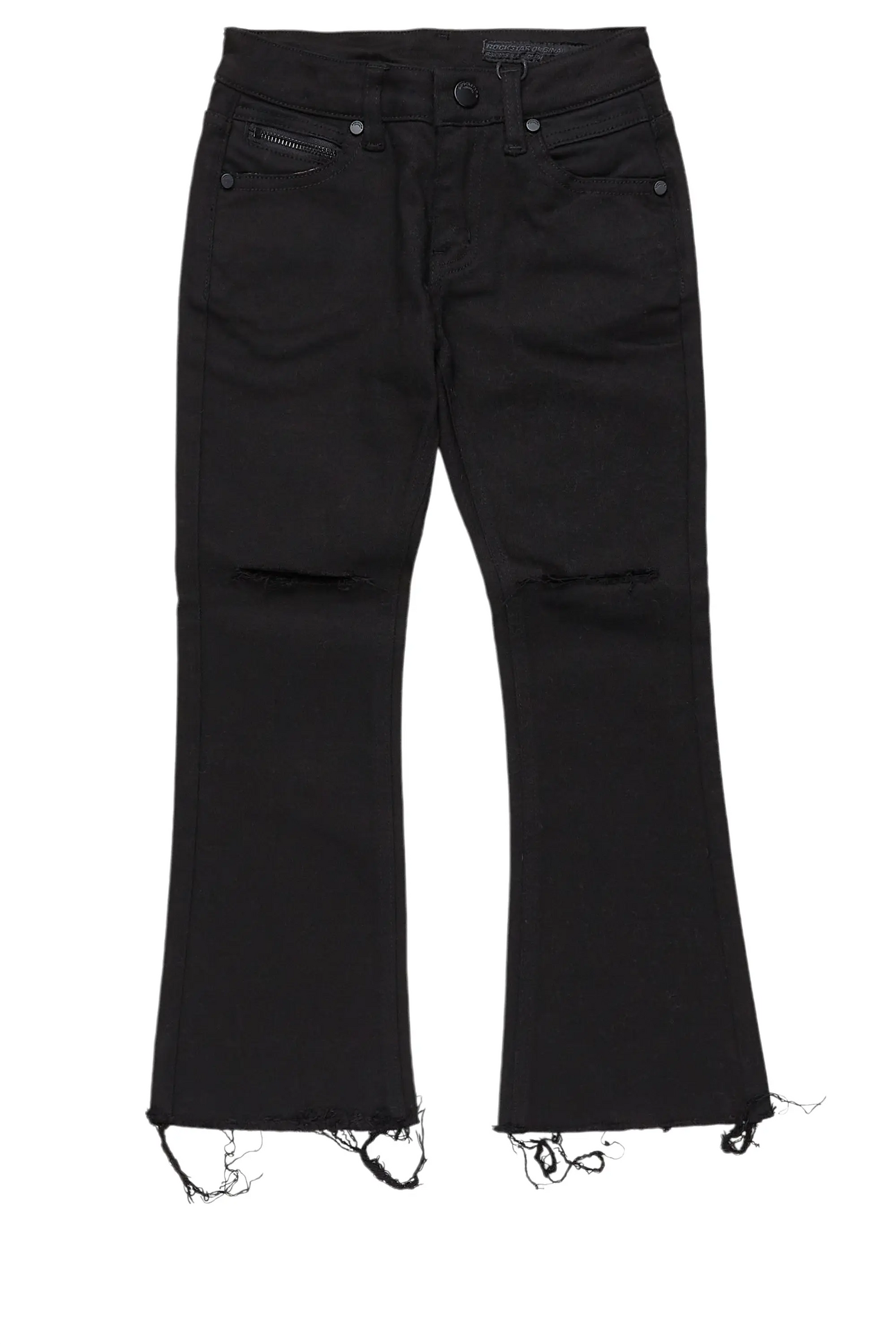 Boys Josiah Black Stacked Flare Jean