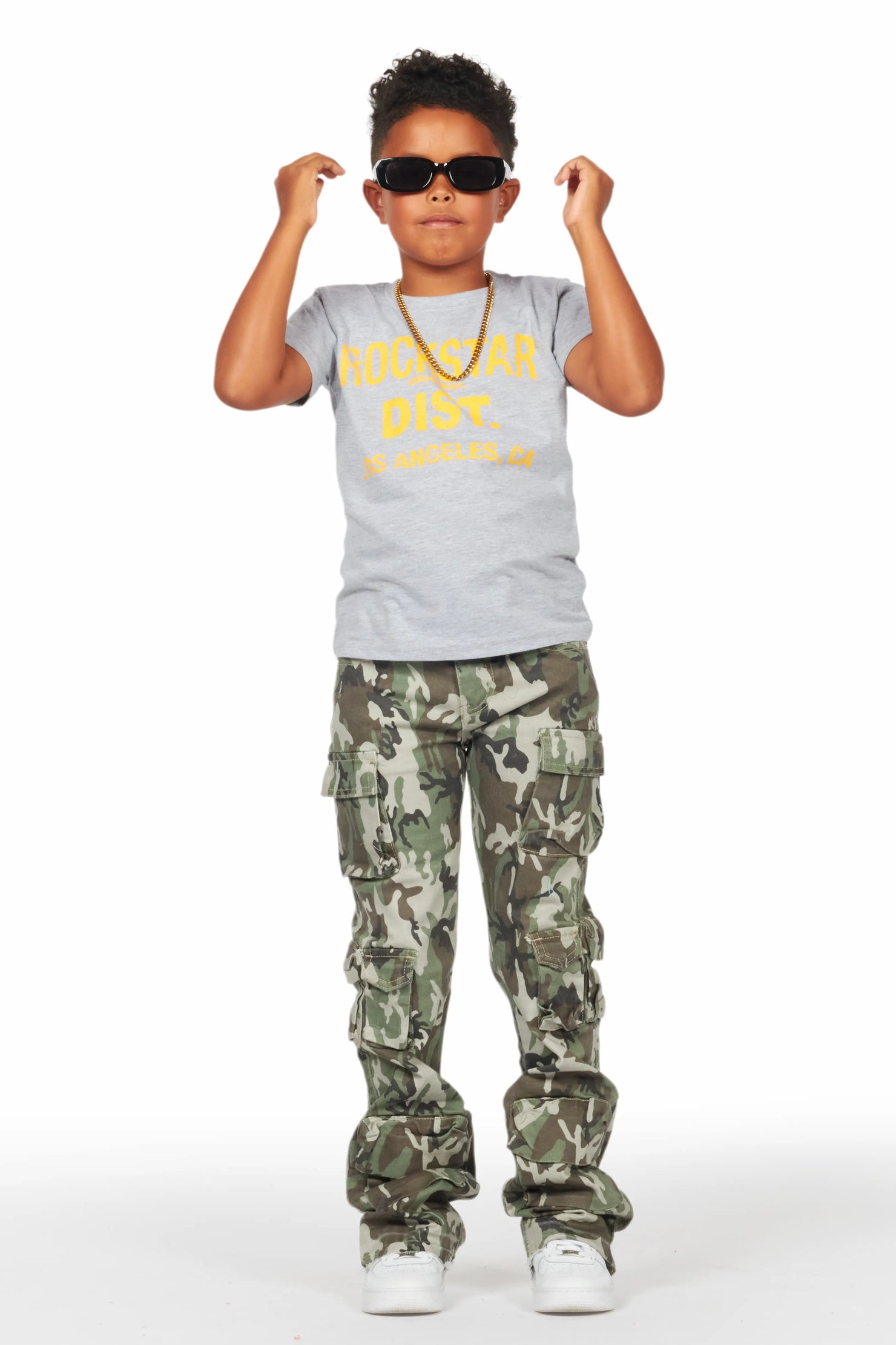 Boys Koen Grey/Yellow Graphic T-Shirt