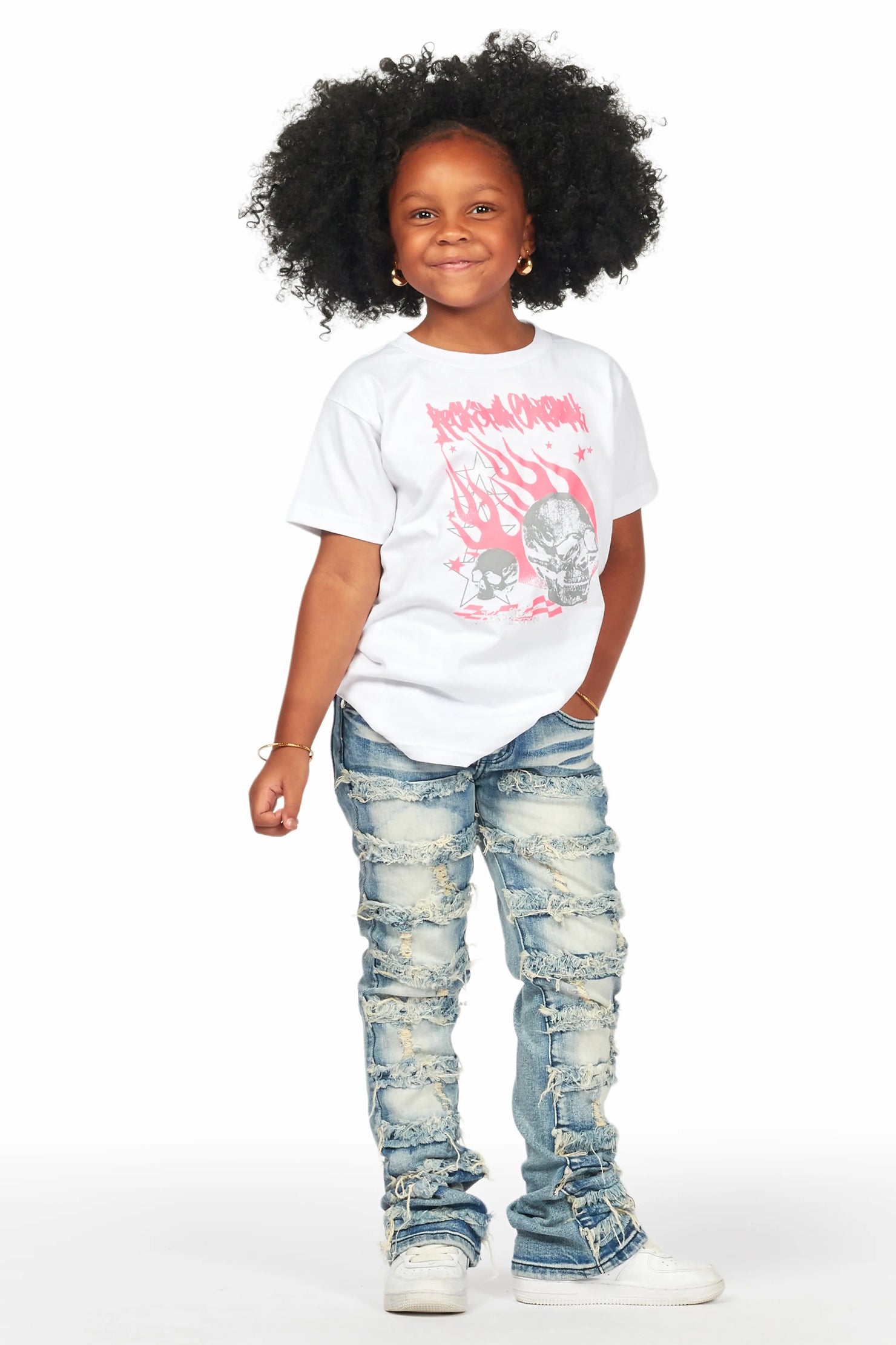 Girls Wells Tint Stacked Flare Frayed Jean