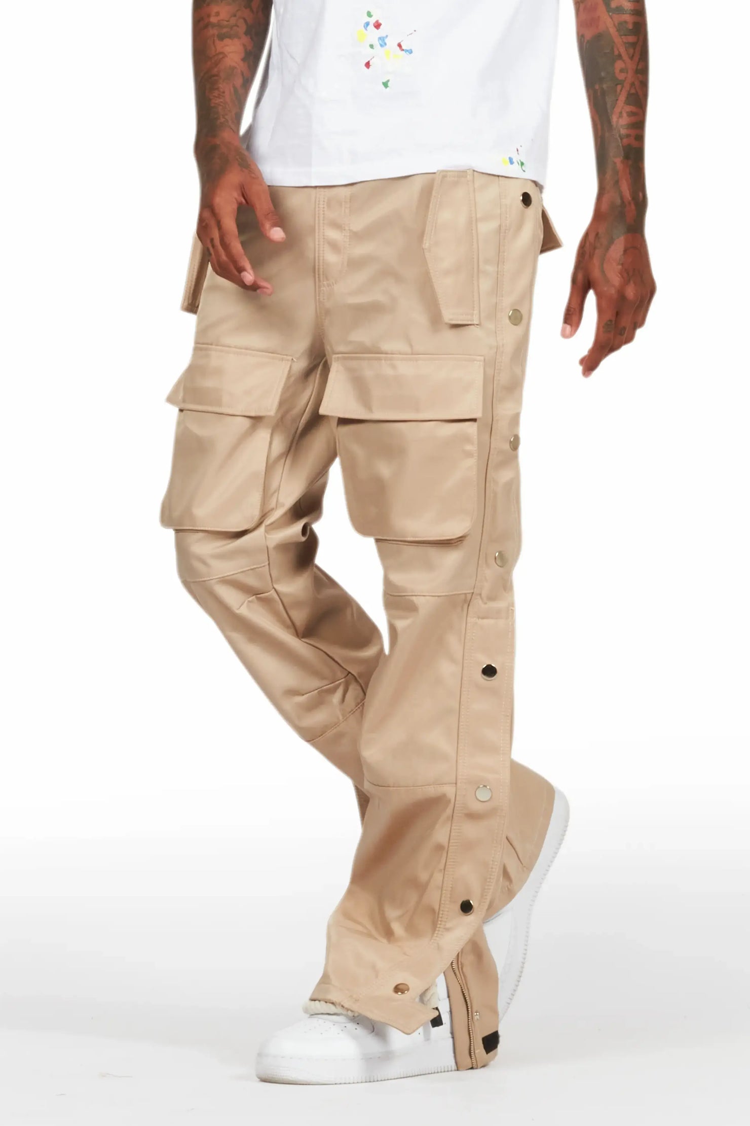 Yuri Beige Nylon Pants