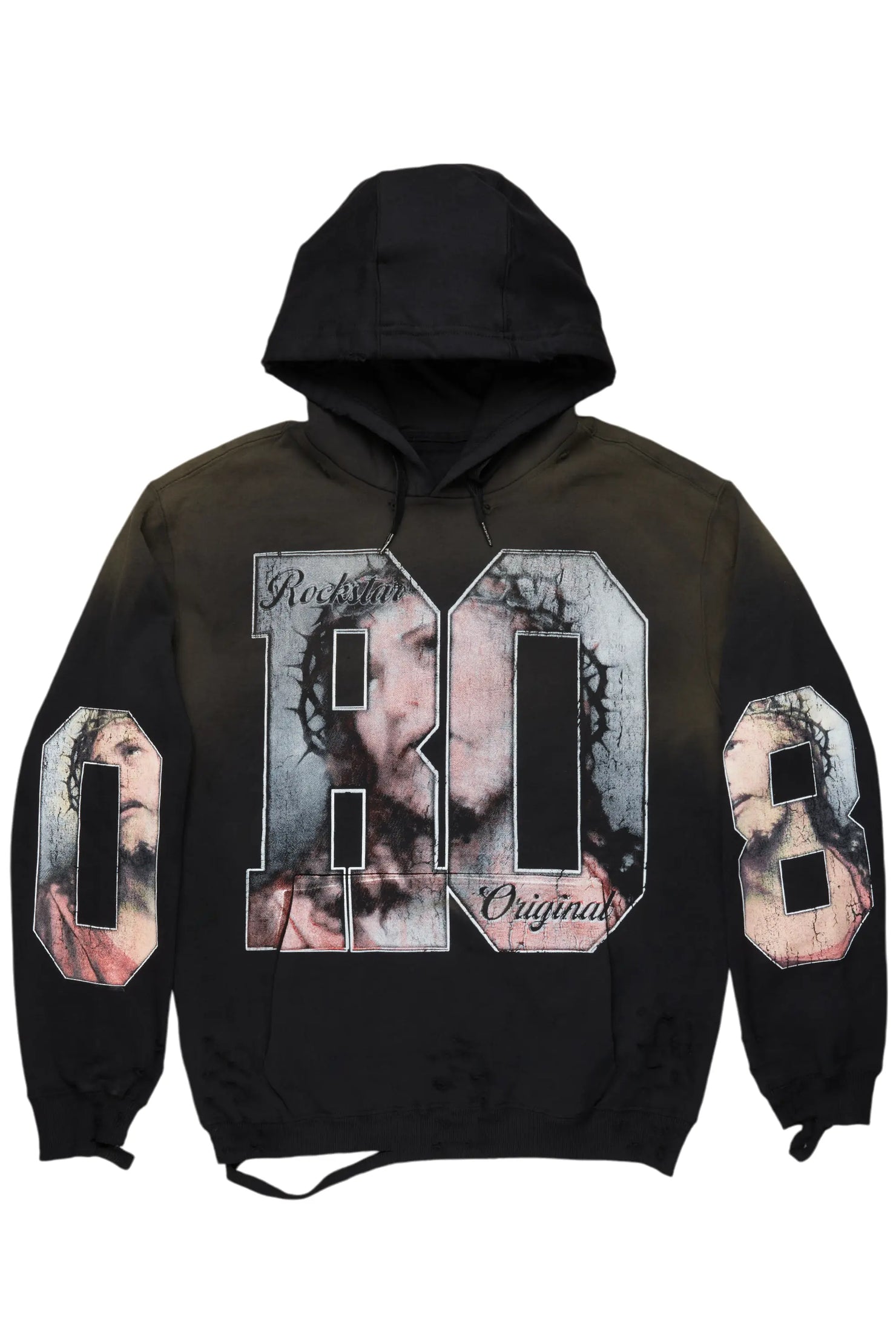 Lainer Black Graphic Distressed Hoodie