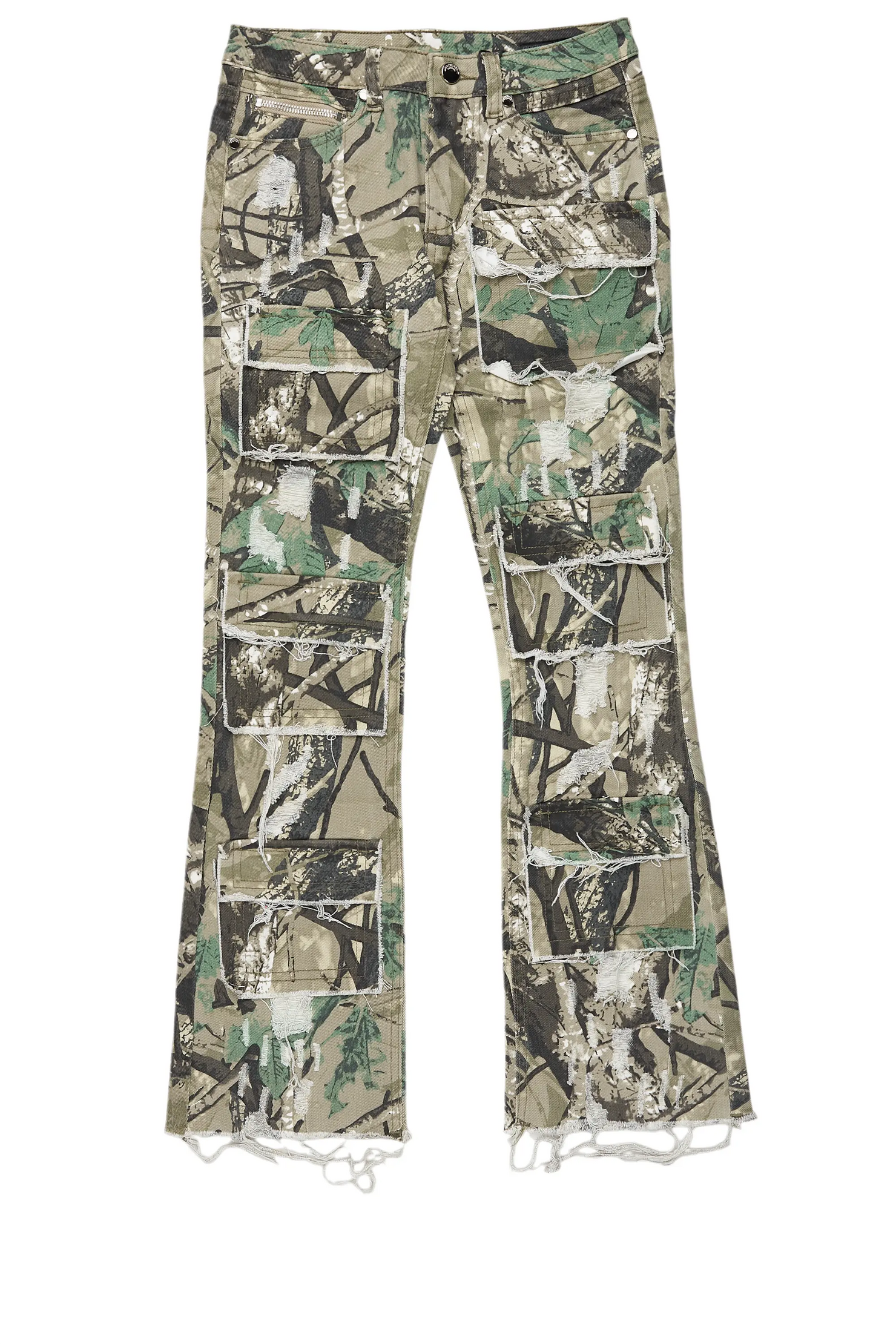 Boys Petrus Tree Camo Stacked Flare Jean