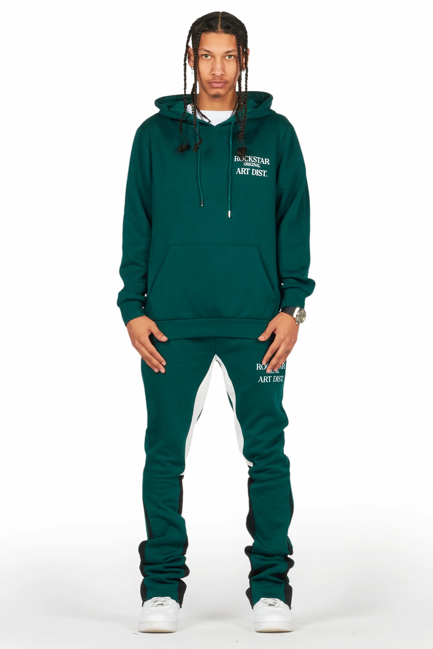 Briggs Dark Green Hoodie/Stacked Flare Track Set