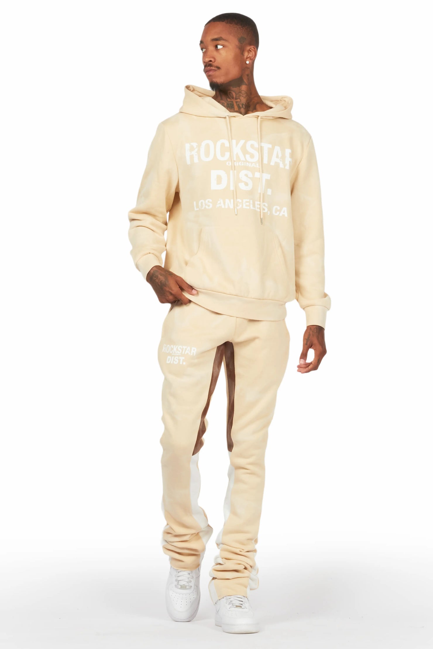 Nelly Beige Hoodie/Super Stacked Flare Pant Set