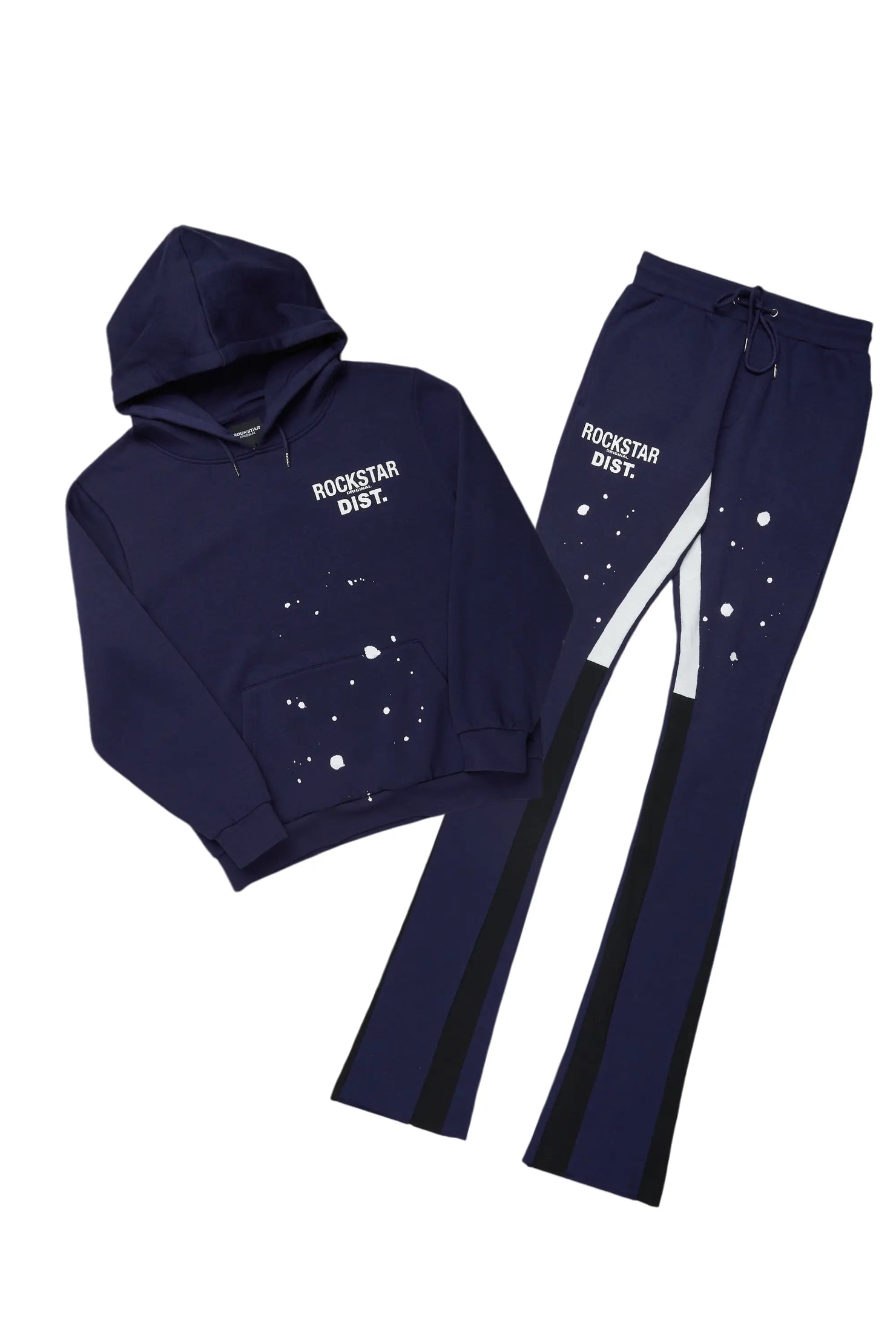 Raffer Navy Hoodie/Super Stacked Flare Pant Set