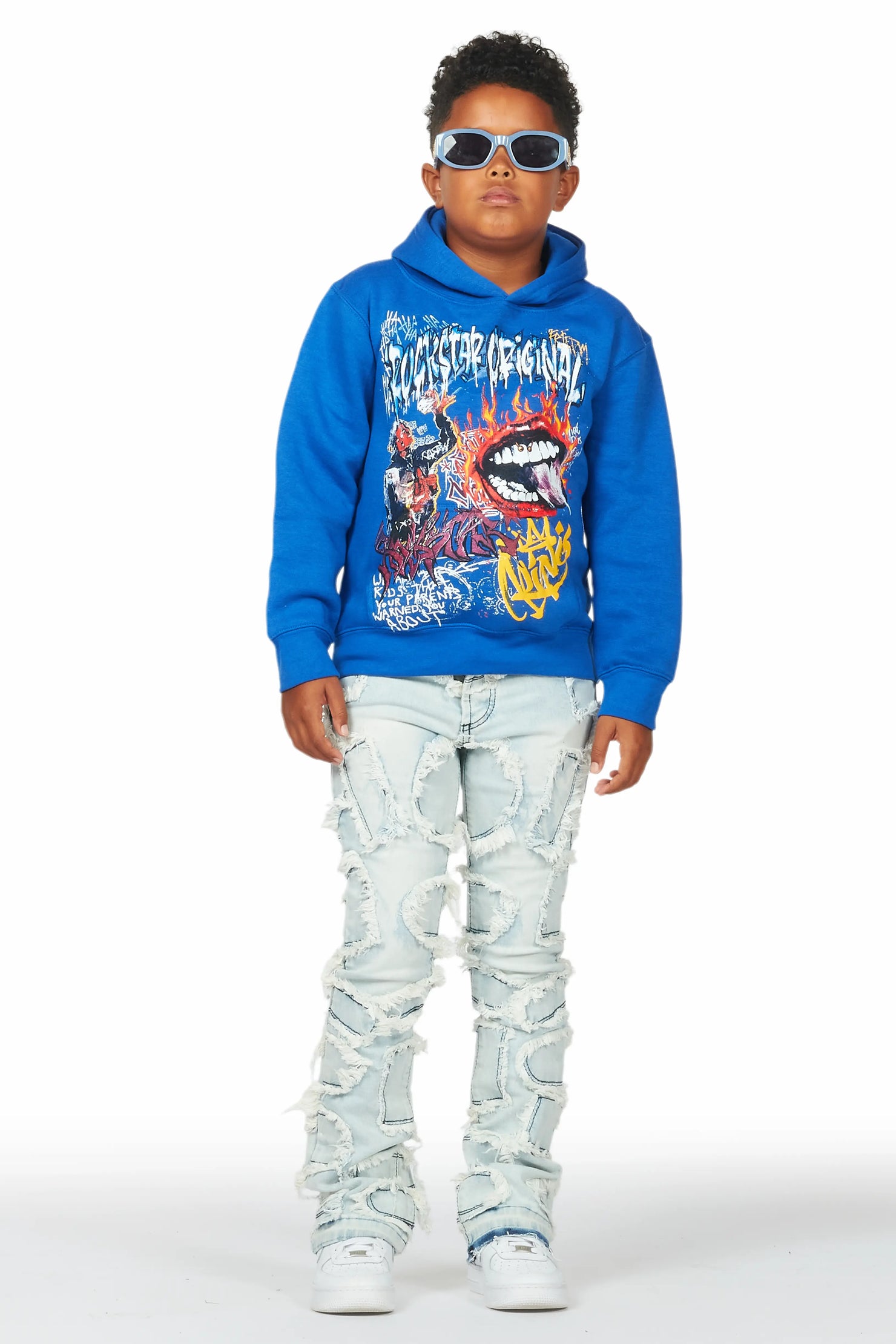 Boys Arturo Light Blue Stacked Flare Jean