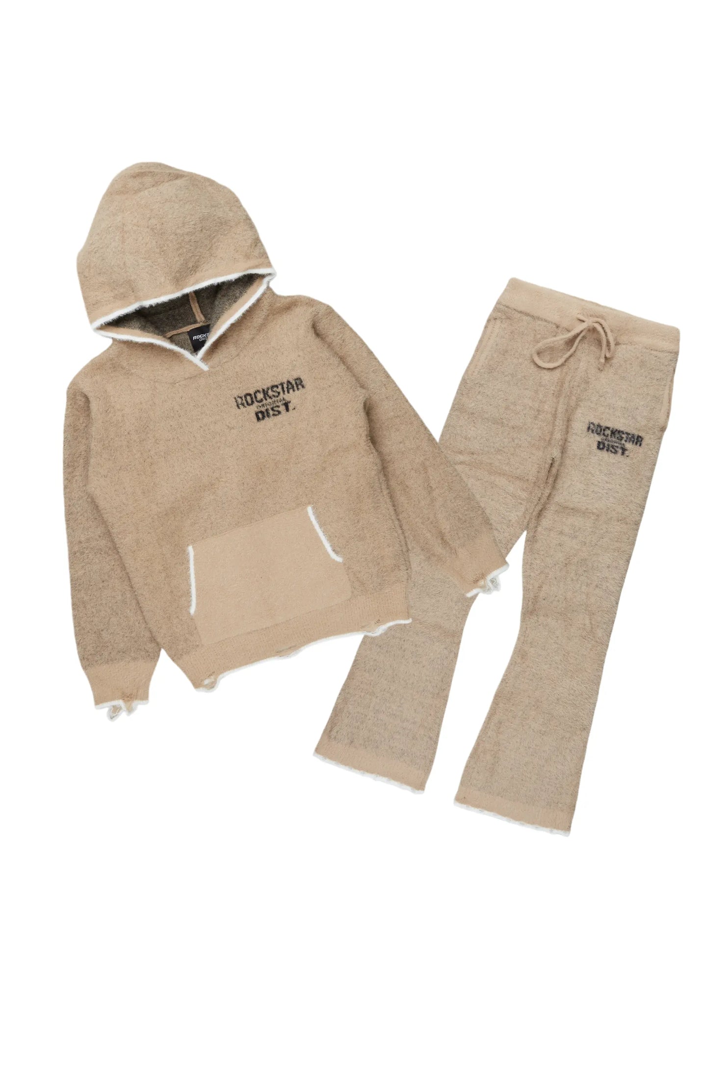 Boys Lake Mohair Beige Knit Track set