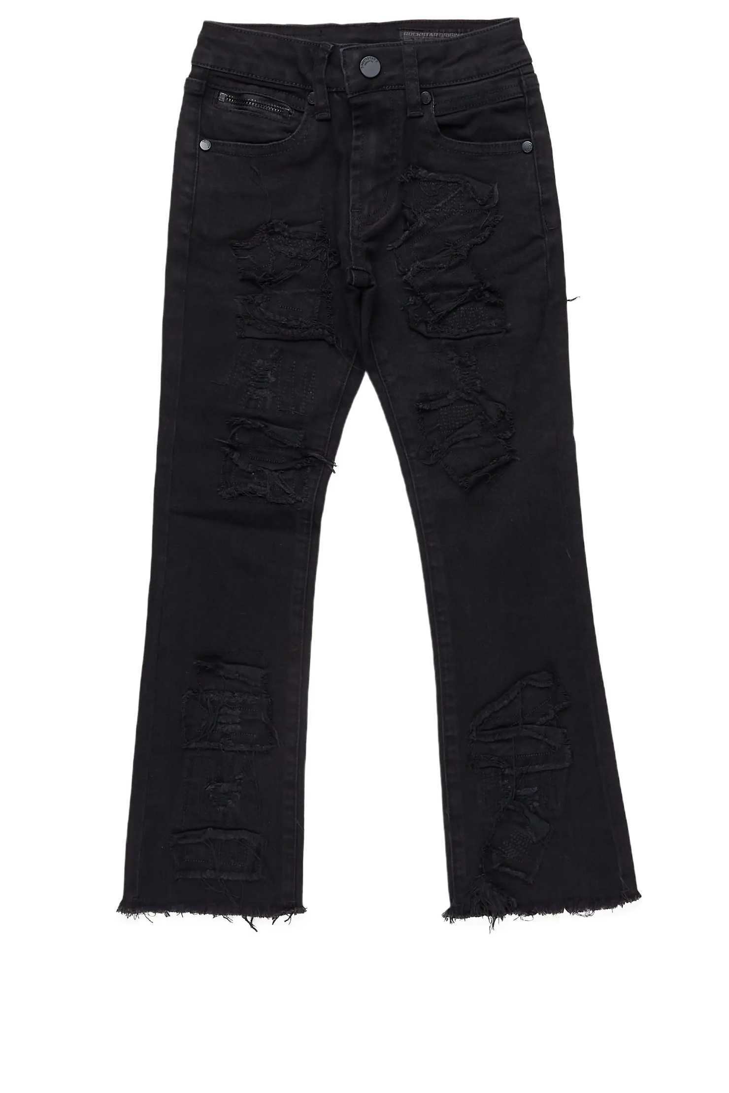 Boys Camden Jet Black Stacked Flare Jean