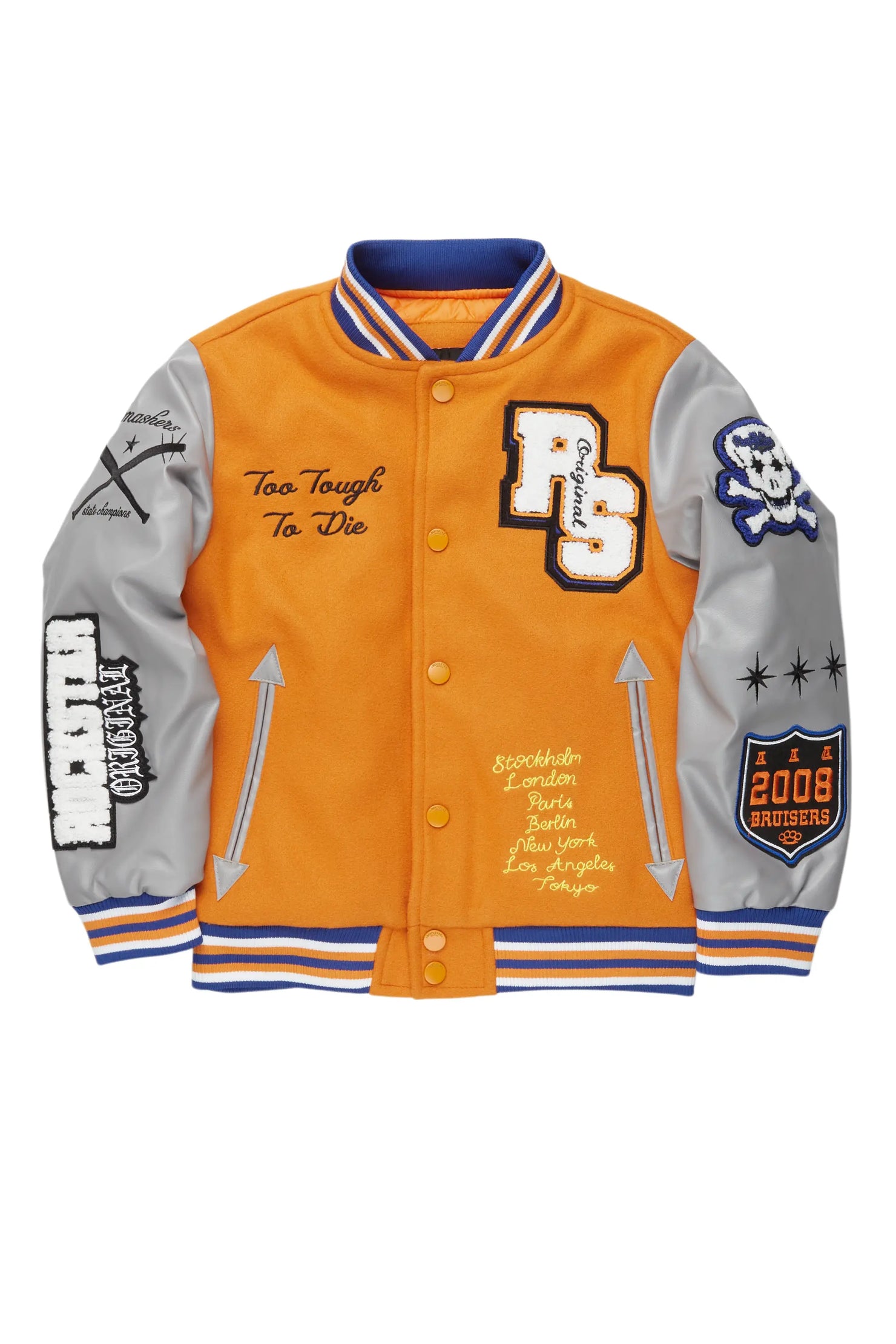 Boys Shexter Orange Varsity Jacket