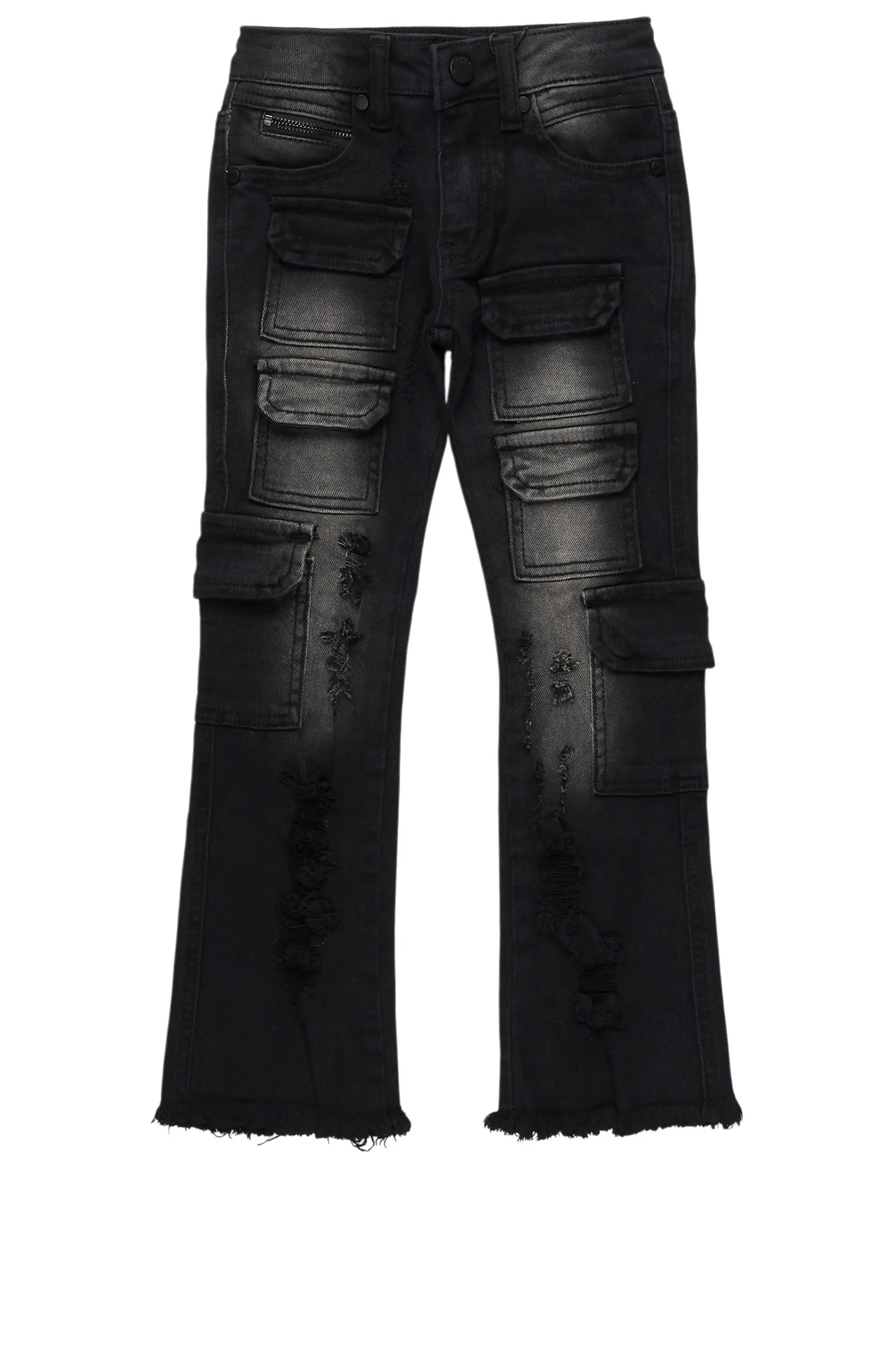 Boys Kade Black Stacked Flare Jean