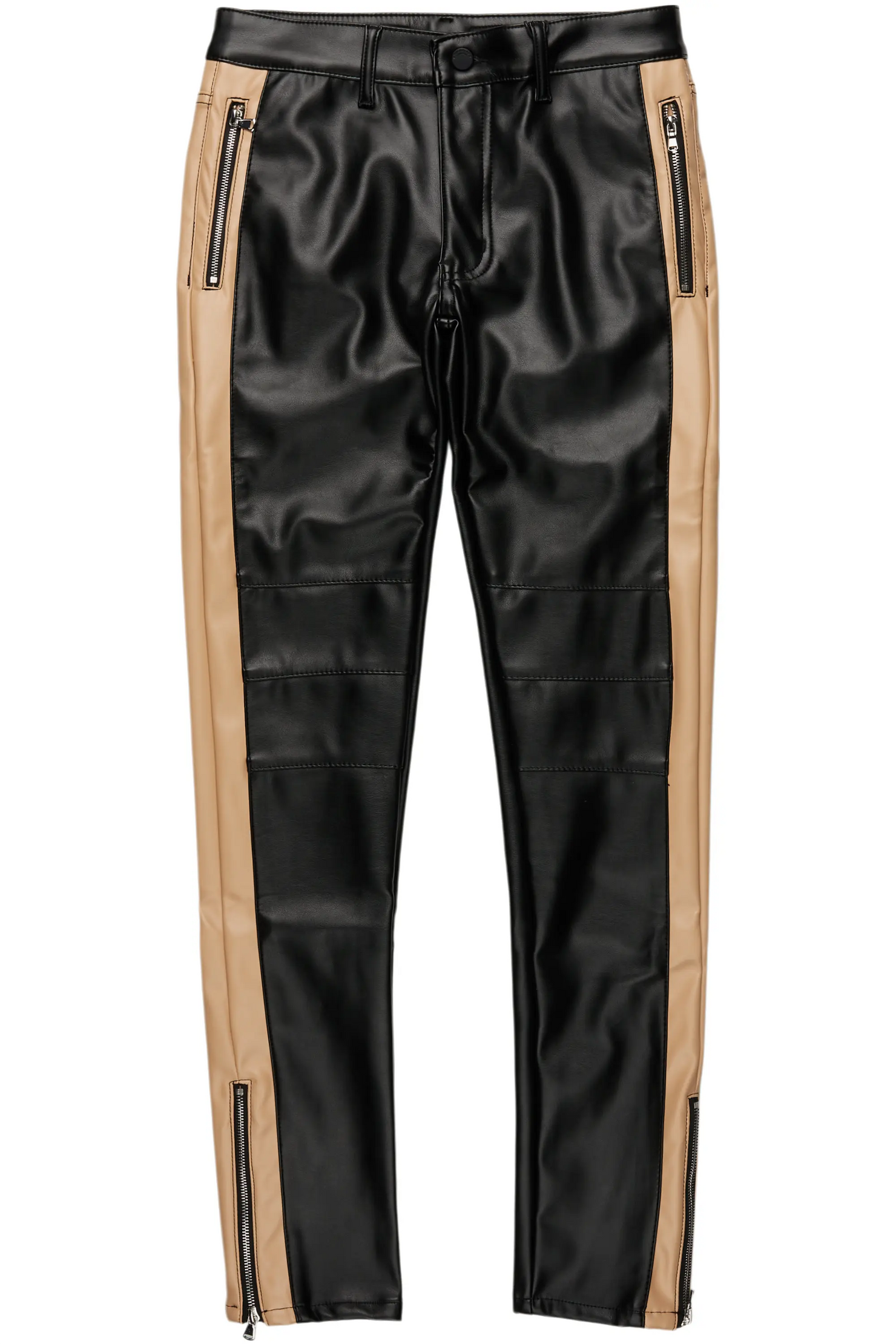 Play Boy Black/Beige Skinny Faux Leather Fit Jean