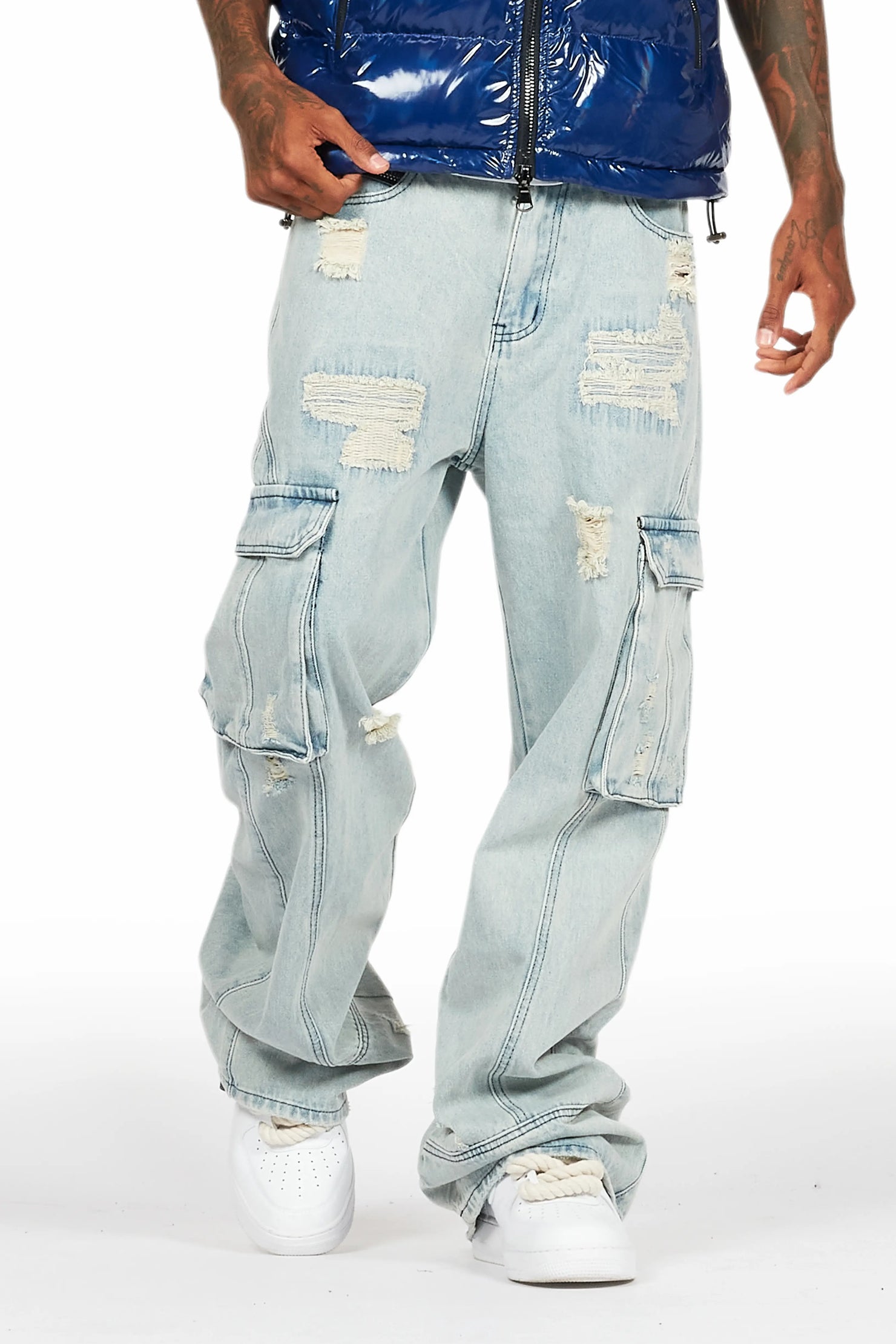 Nand Light Blue Baggy Cargo Jean