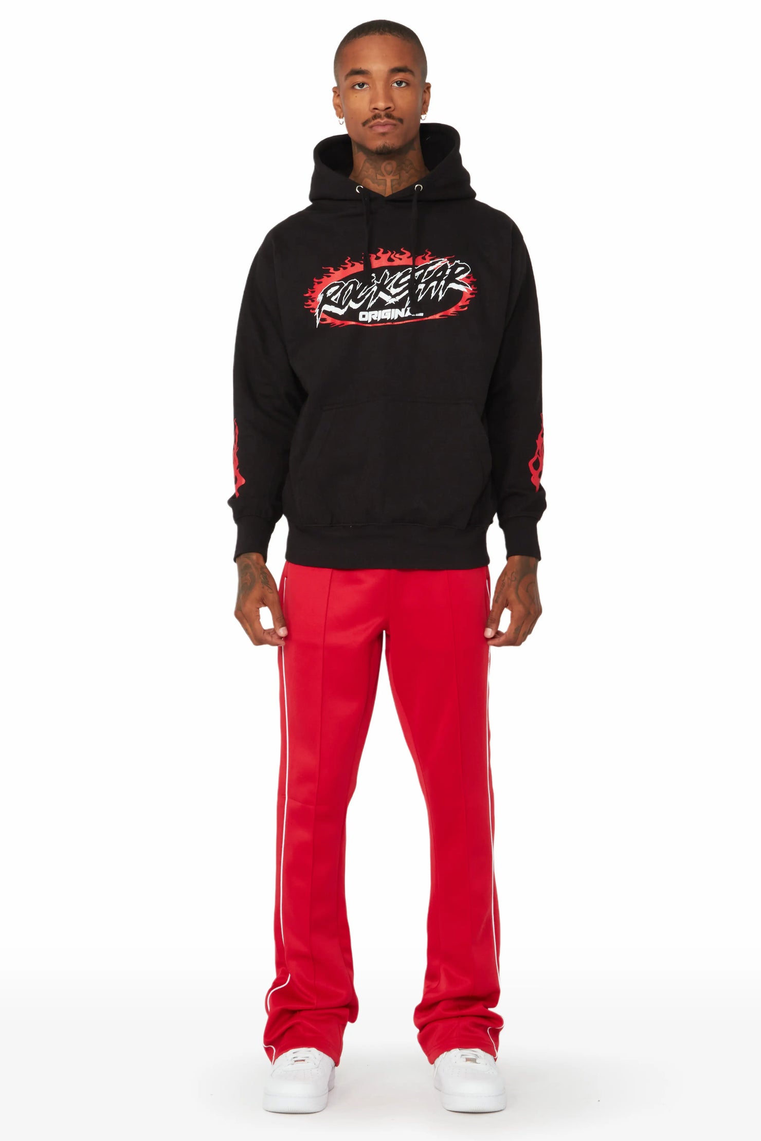 Draven Black/Red Graphic Hoodie Track Set