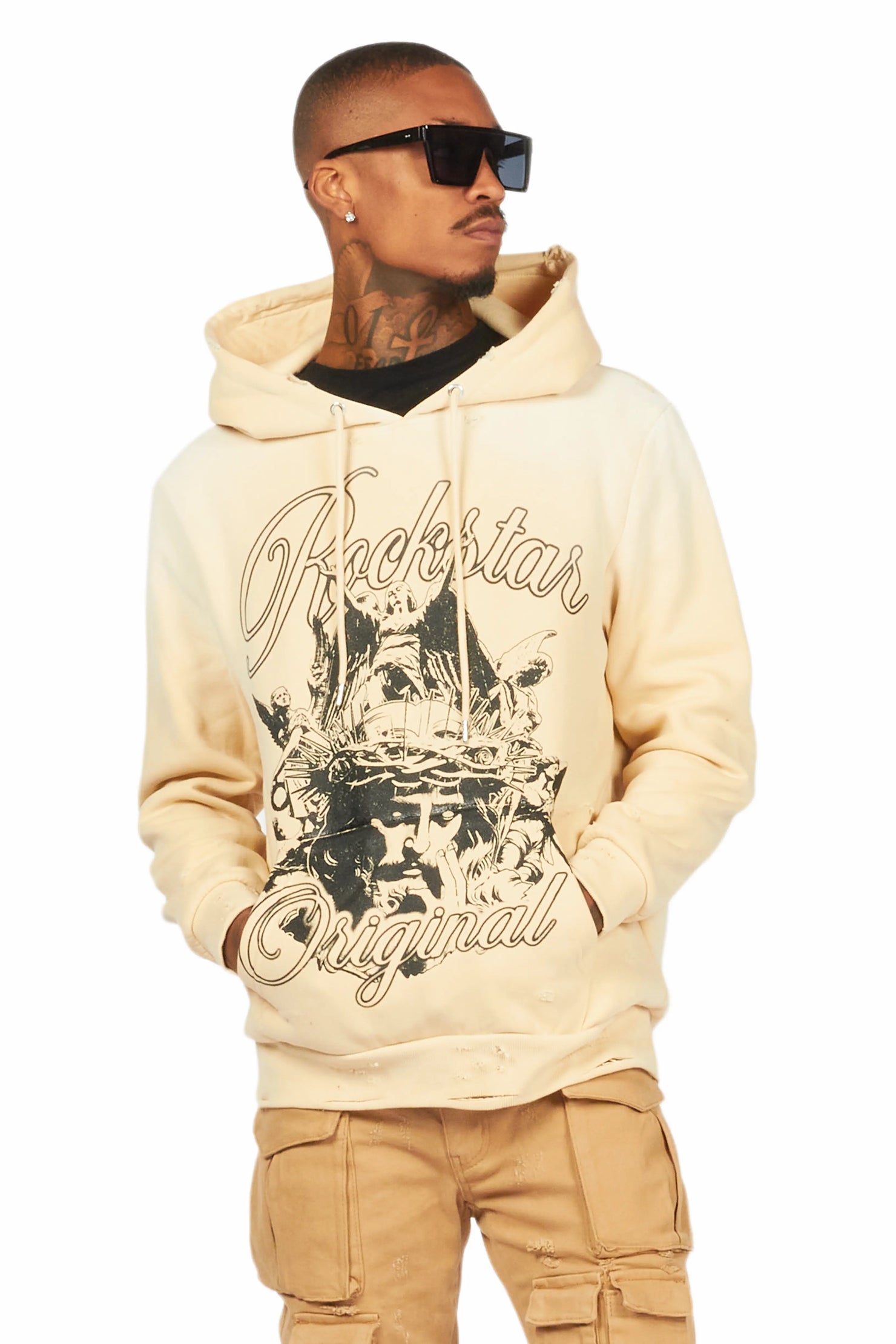 Finna Beige Graphic Hoodie