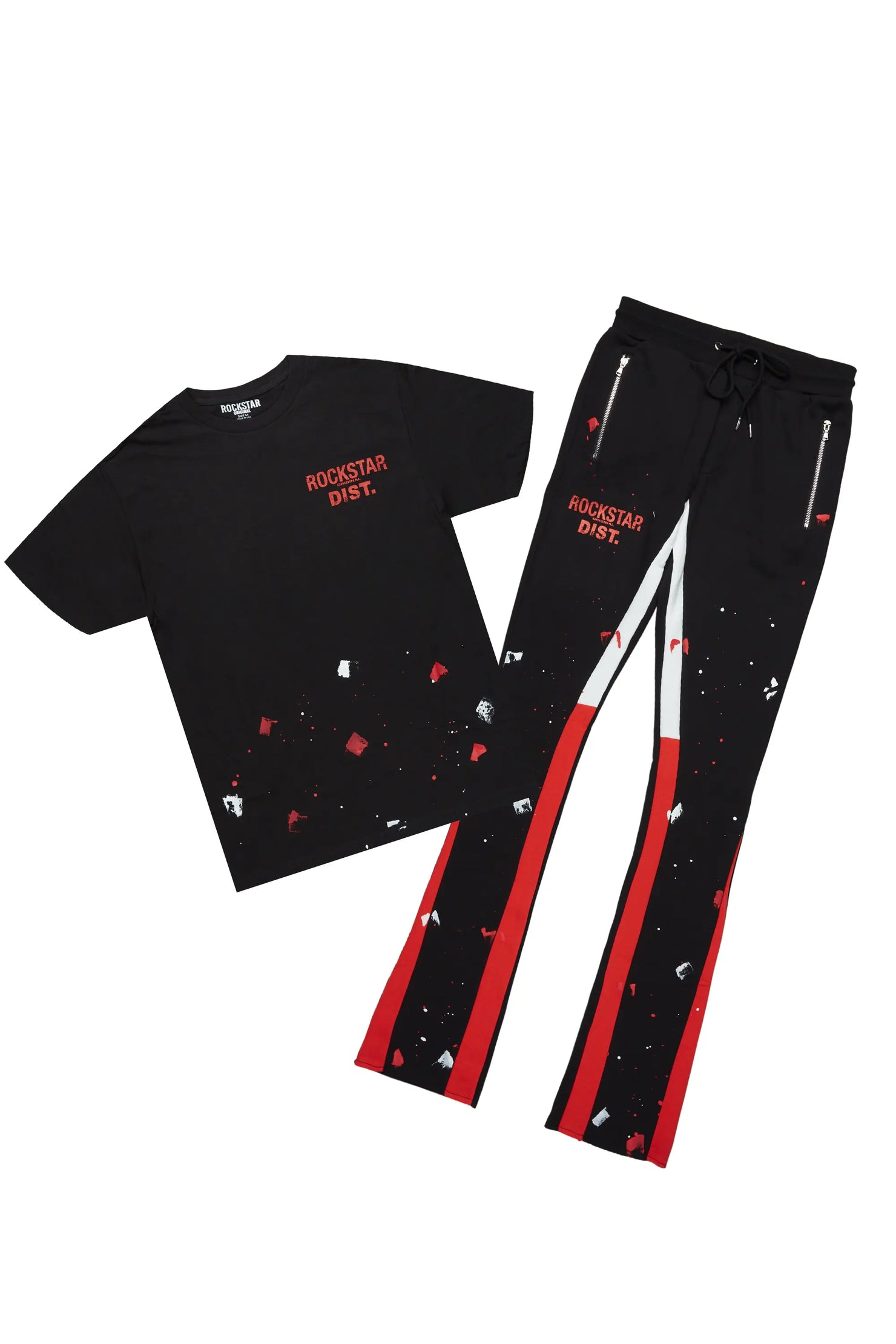 Raffer Black T-Shirt/Stacked Flare Pant Set