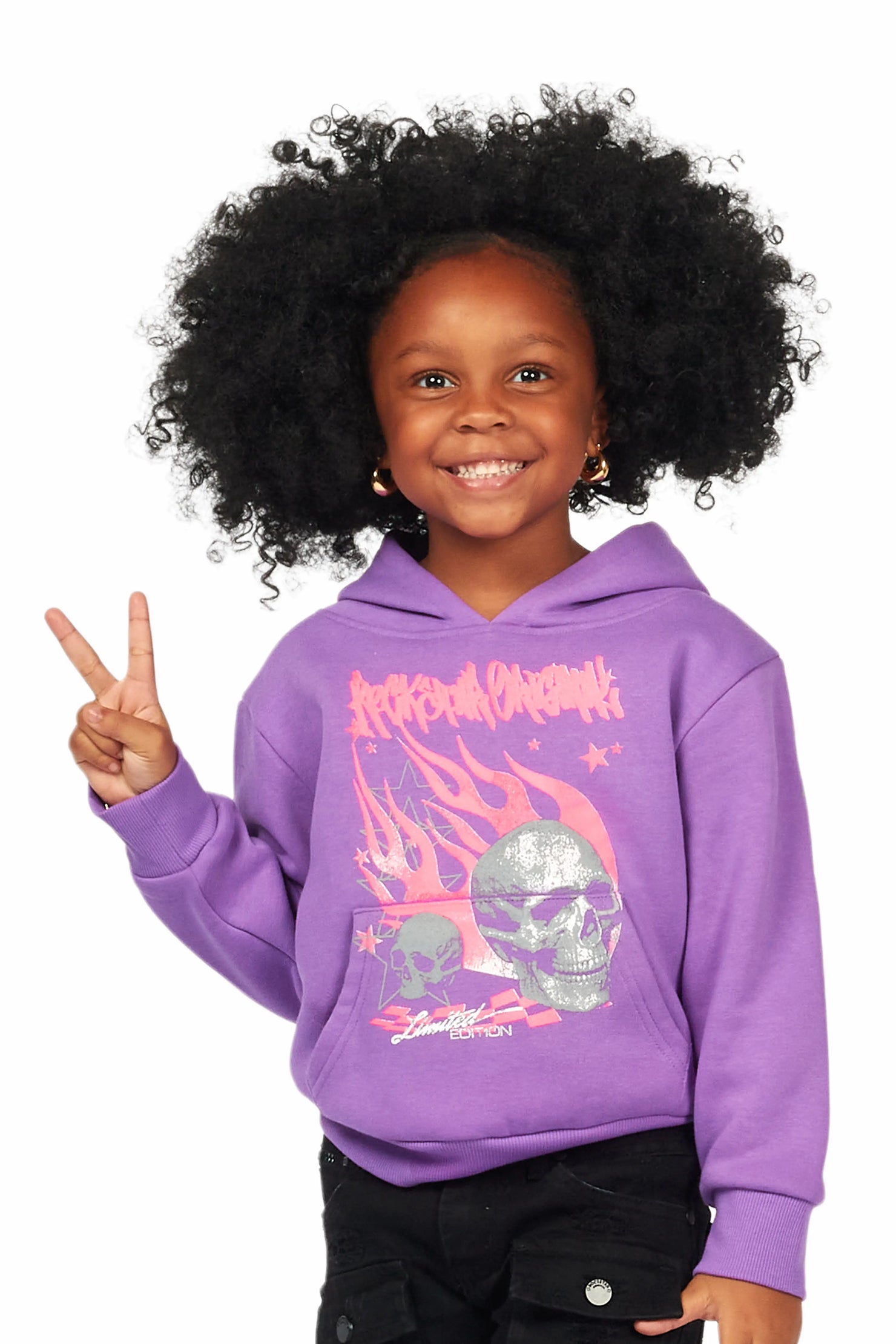 Girls Anessa Purple Graphic Hoodie