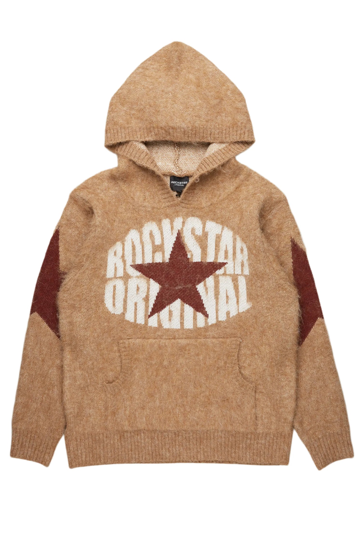 States Brown Graphic Knitted Mohair Hoodie