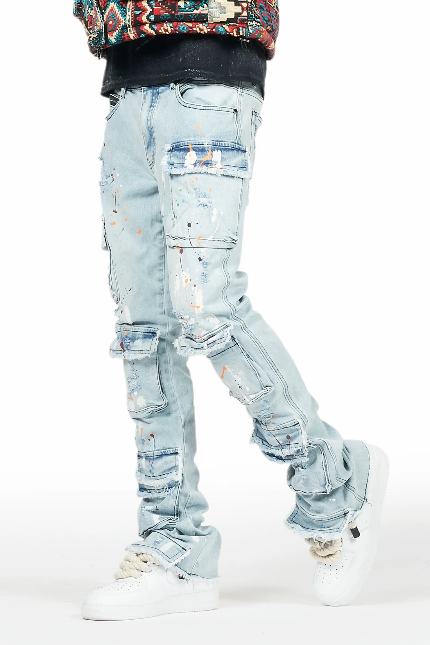 Orien Blue Painter Stacked Flare Jean