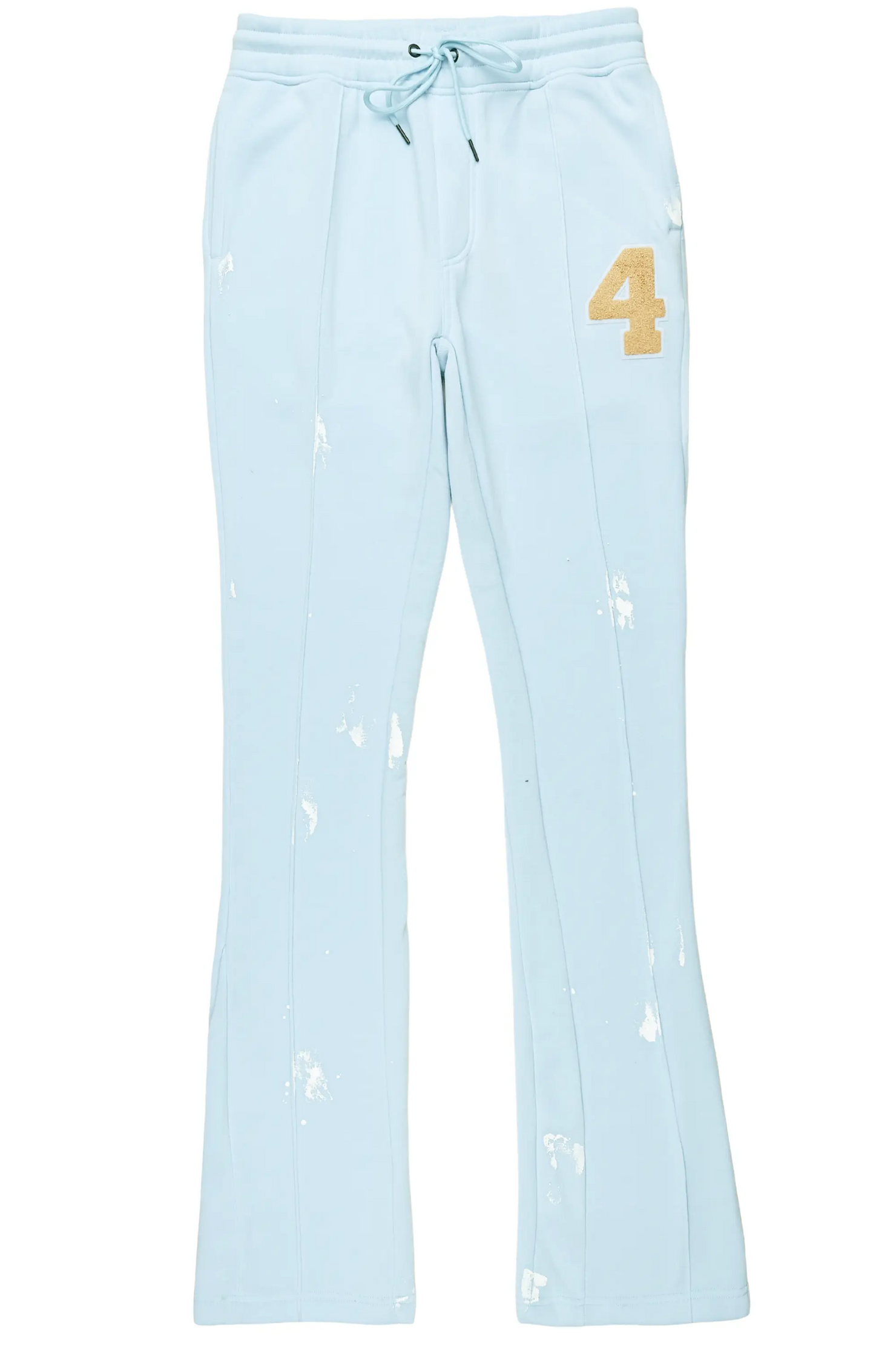 Angelo Sky Blue Patchwork Stacked Flare Pants