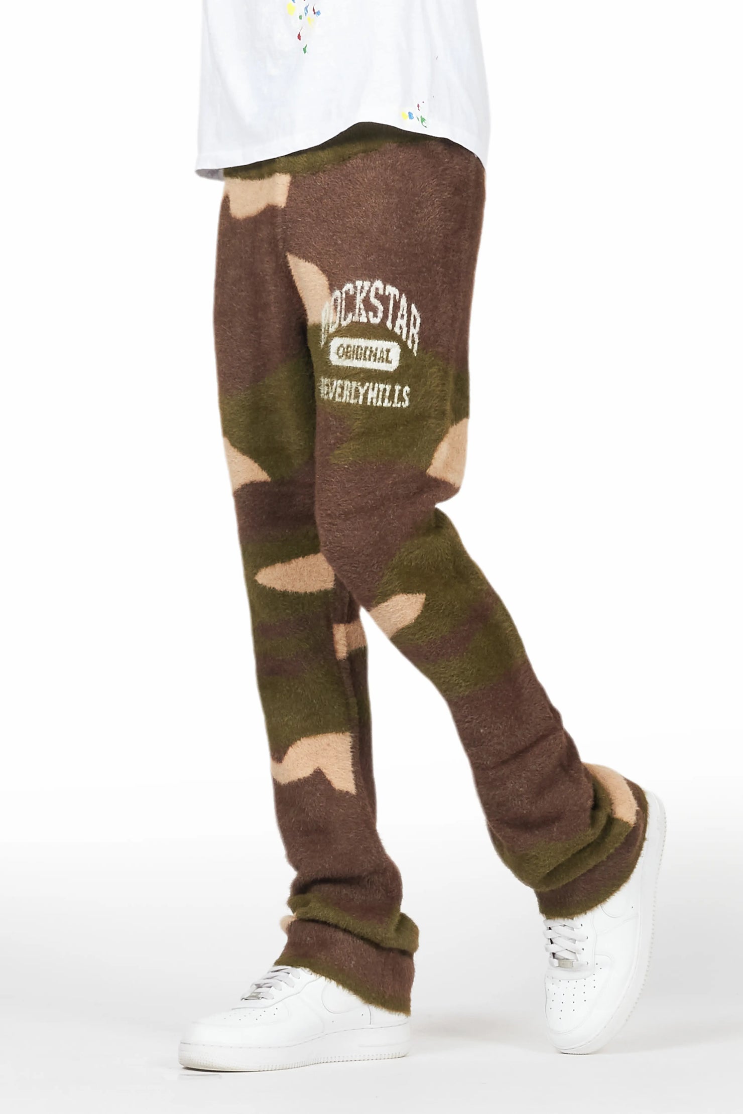 Rabi Camo Green Knitted Mohair Pants