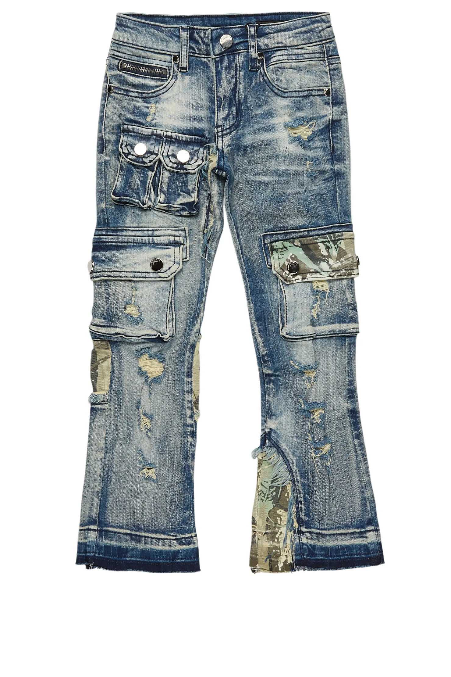 Boys Zeta Blue Stacked Flare Jean