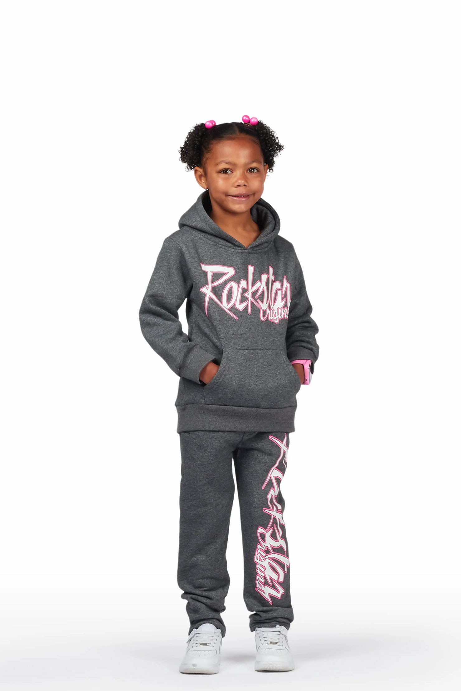 Girls Kalie Charcoal Slim Fit Track Set