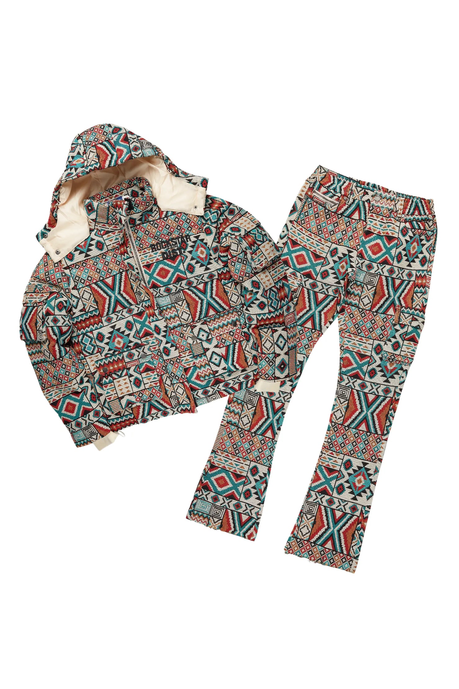 Nard Beige Multi Puffer & Nard Tapestry Jean Bundle