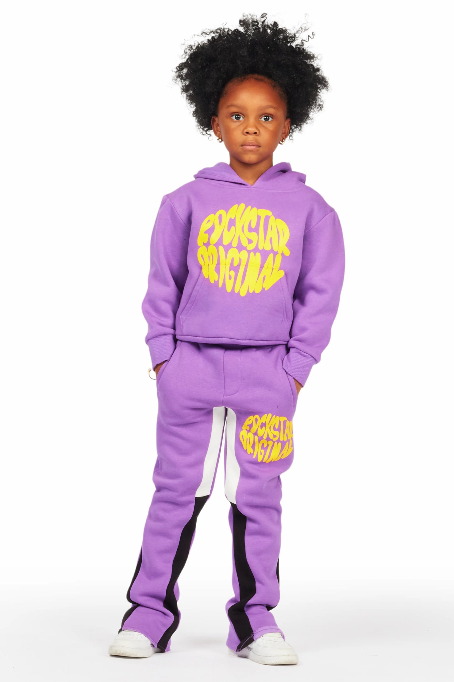 Girls Rayna Purple Stacked Pant Set