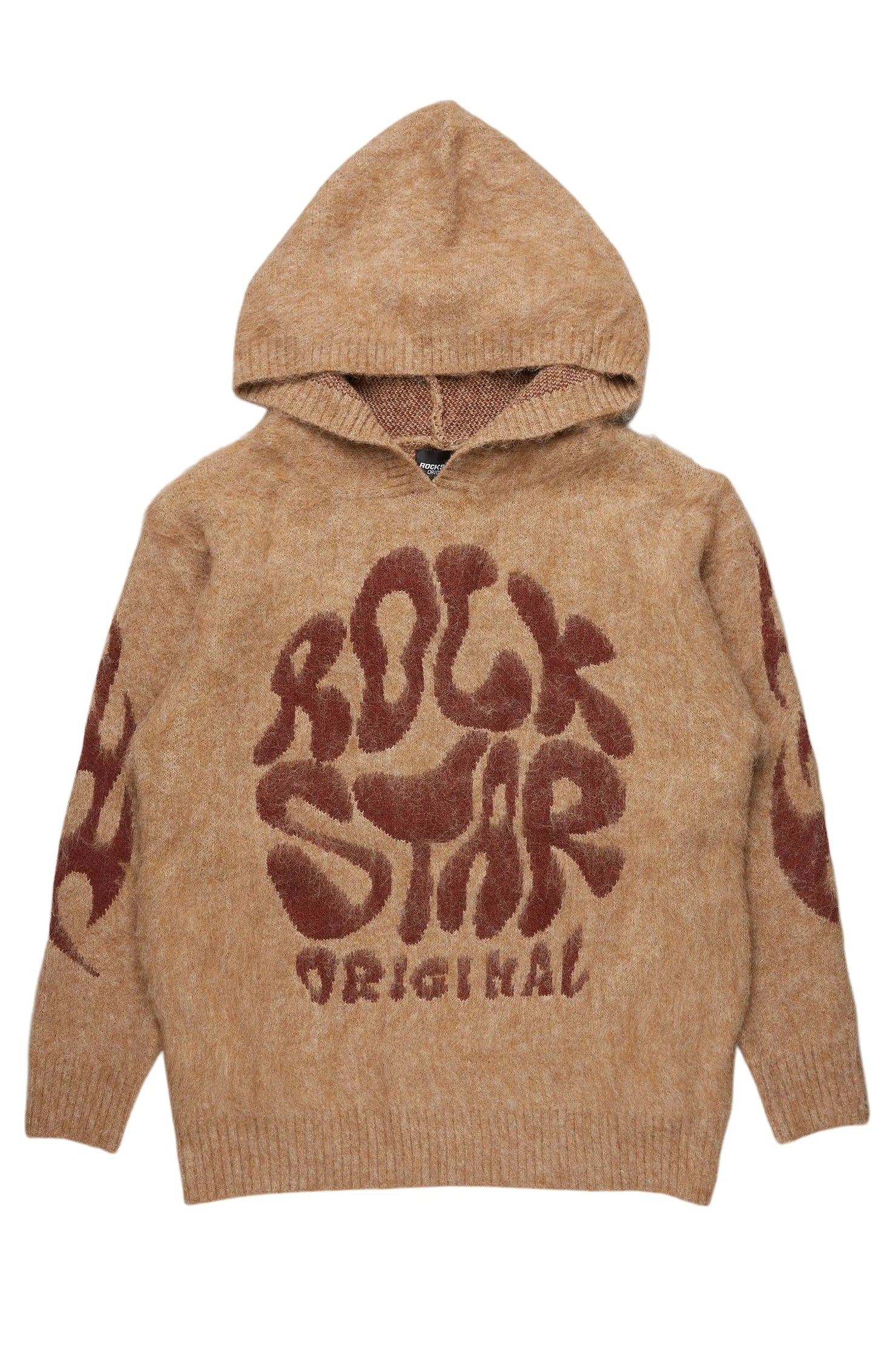 Hakon Brown Graphic Knitted Mohair Hoodie