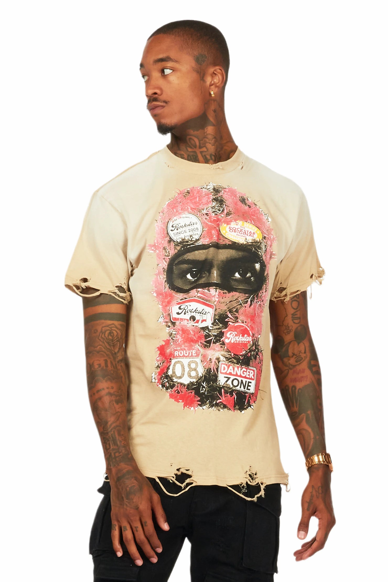 Lemar Beige Oversized Graphic T-Shirt