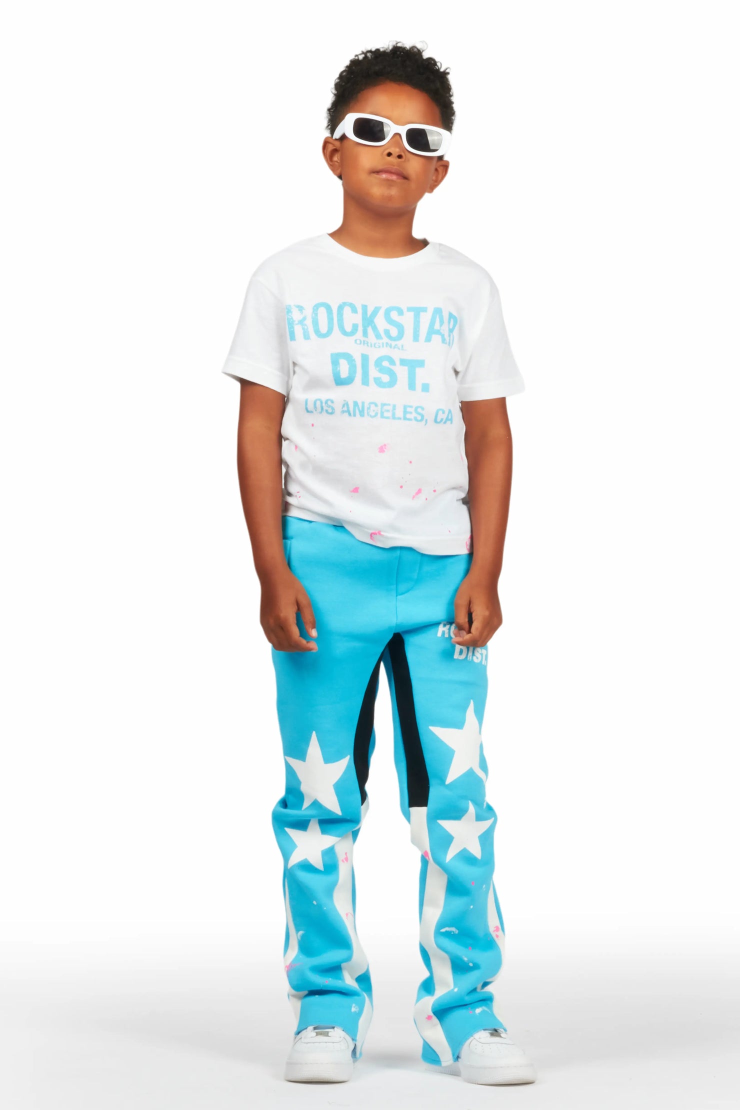 Boys Bowie Blue/White T-Shirt Stacked Set